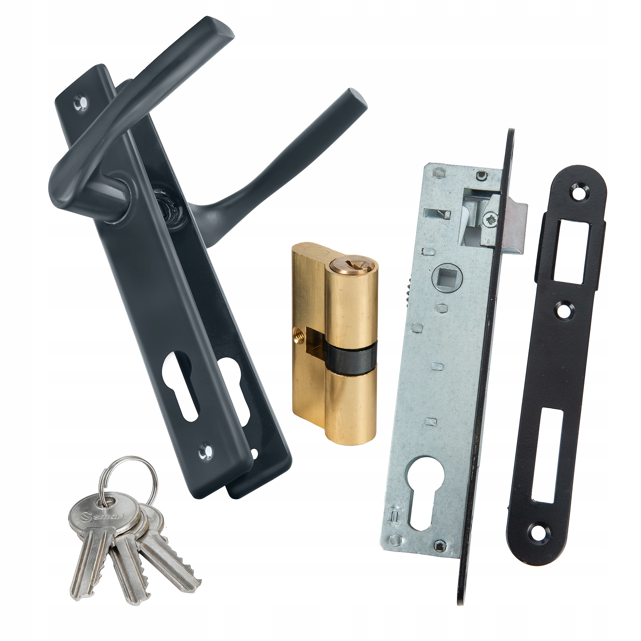 ZESTAW DO FURTKI BRAM BRAMY KLAMKA 90 GRAFIT ZAMEK 90/22 WKŁADKA 30/30 Marka Adgo