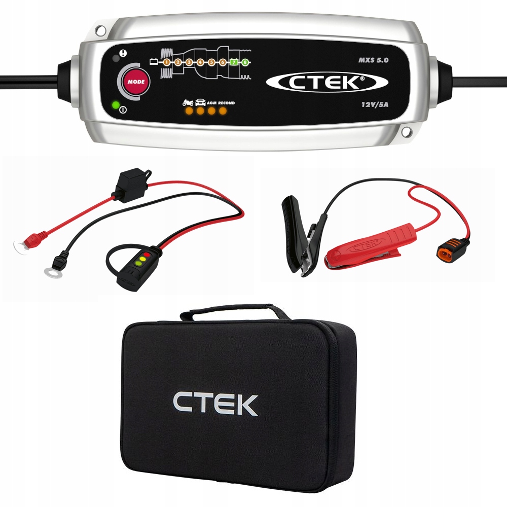 CTEK MXS 5.0 zestaw z Etui + M8 EYELET