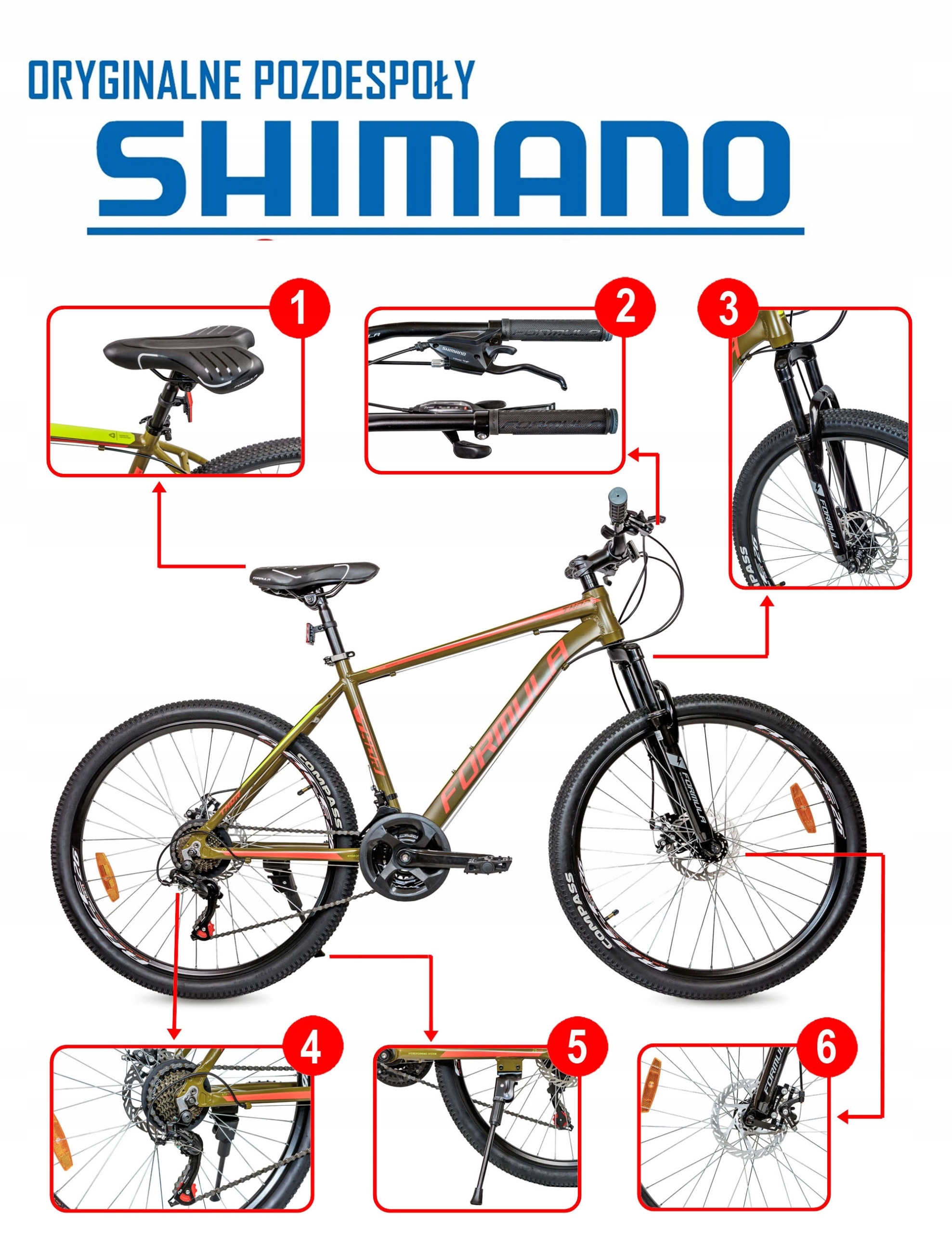 ROWER GÓRSKI MTB 26 CALI 21 BIEGÓW AMORTYZACJA HAMULCE TARCZOWE RAMA 18cali Amortyzacja przód