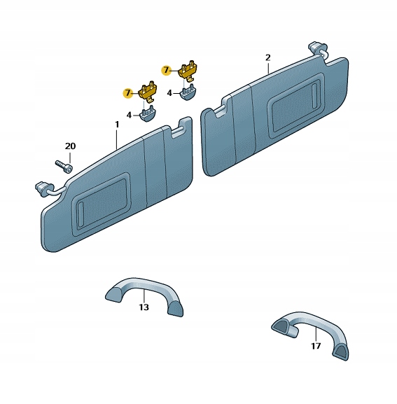 UCHWYT OSŁONY PRZECIWSŁONECZNEJ VW SEAT SKODA ORYGINAŁ 4G0857562A Producent części Skoda OE