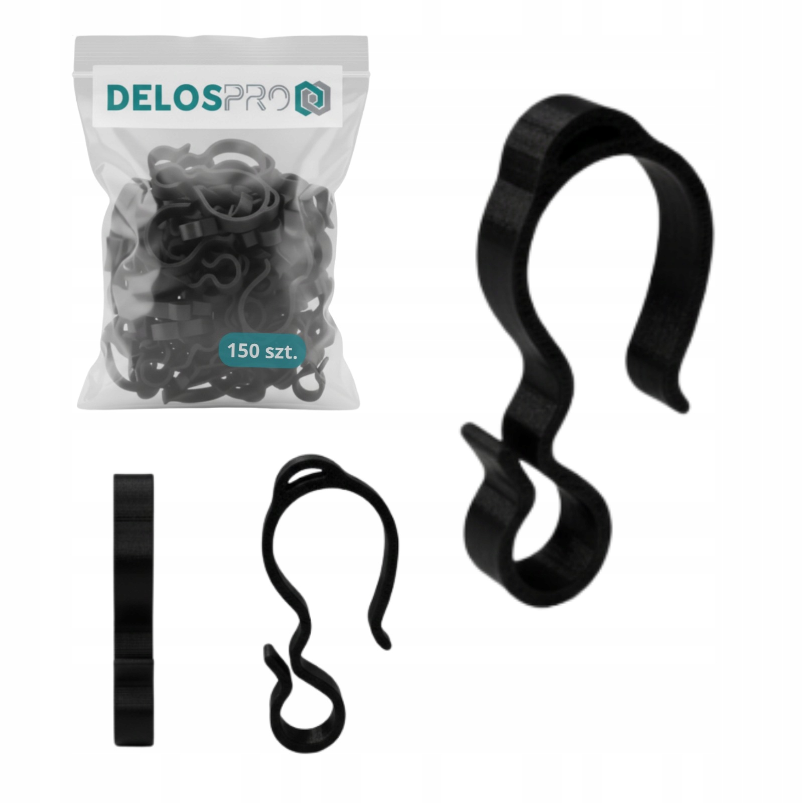 Háčky na okapové lampičky pro girlandy, dekorace, černé 150 ks