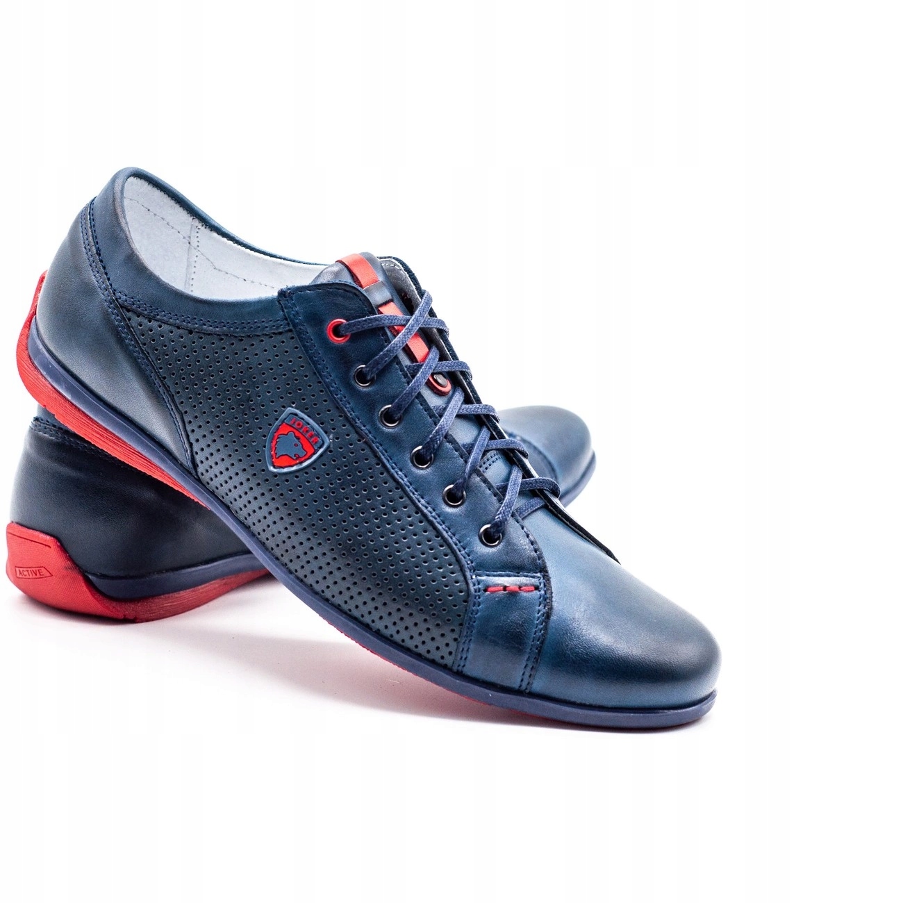 Pánské Boty Přírodní Sportovní Kůže Casual Polské 295J Námořnická Modrá 44