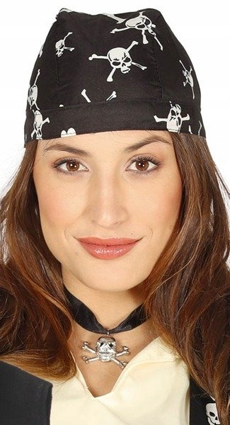 BANDANA PIRACKA PIRATA CZARNO-BIAŁA CZASZKI PIRAT