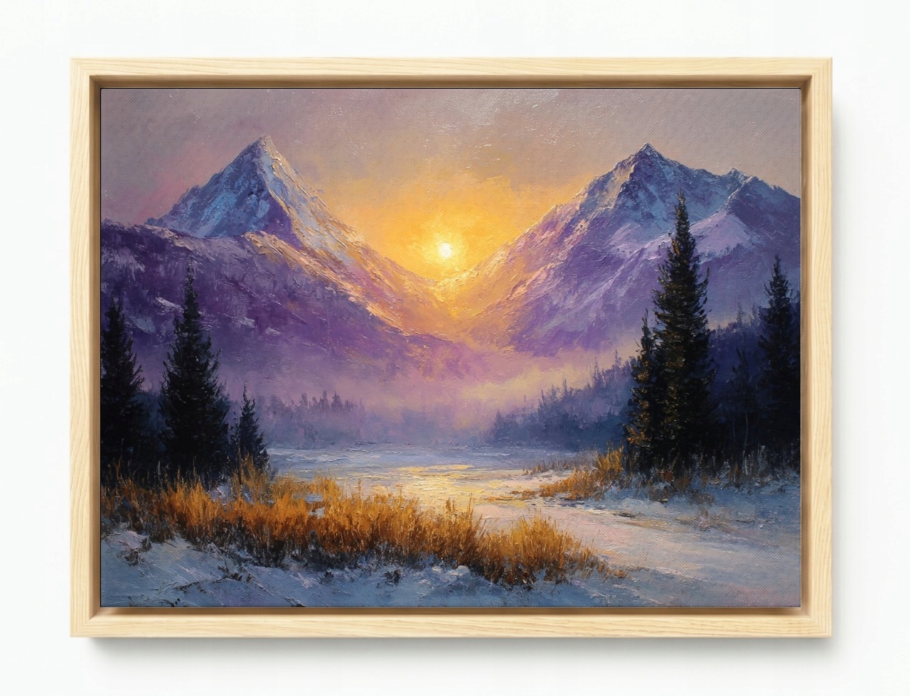 Obraz Rám American Box Hory Vrcholky Dolina Zima Sneh Slnko 80x60