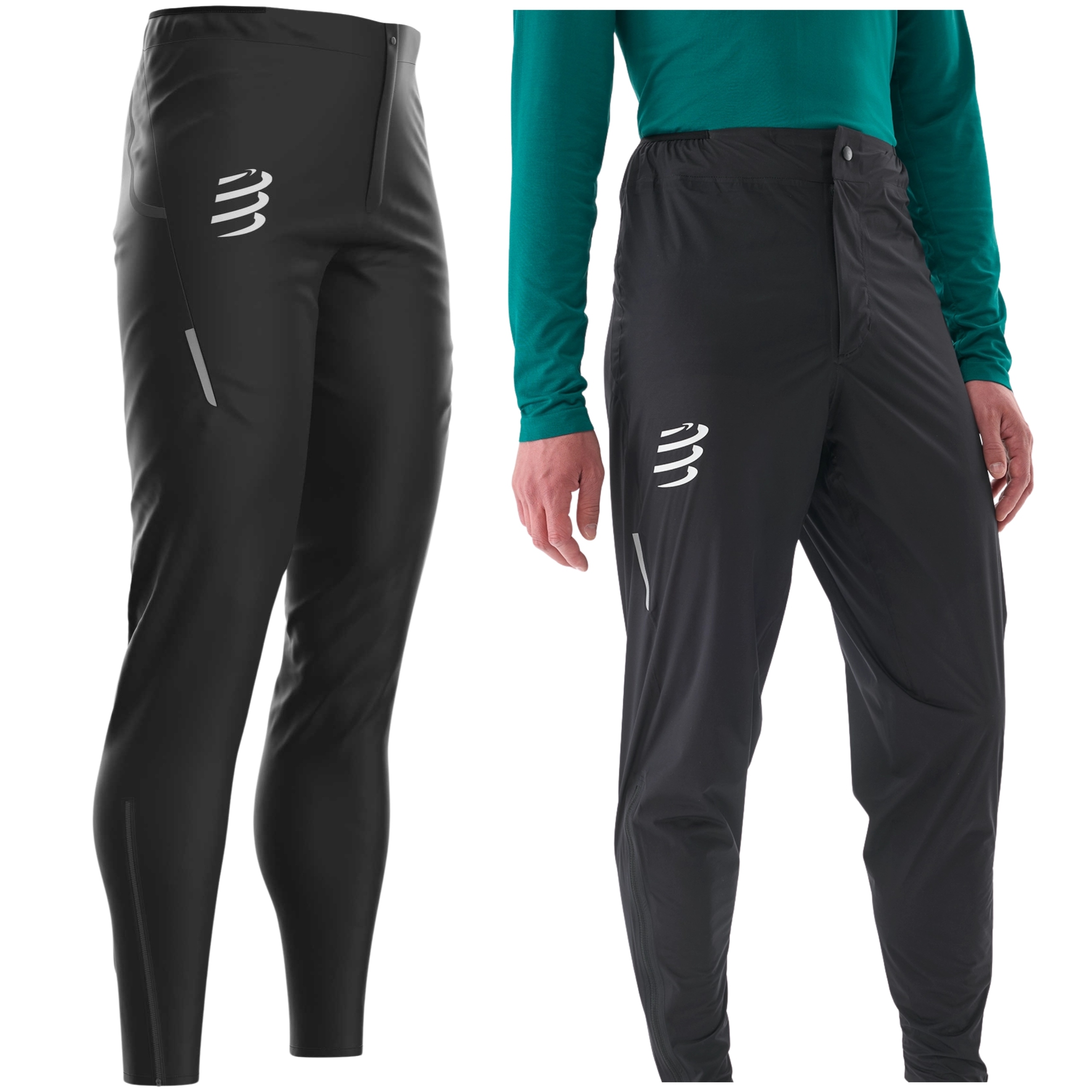 Spodnie do Biegania Wodoodporne Compressport Hurricane 10/10 Pants Black XL