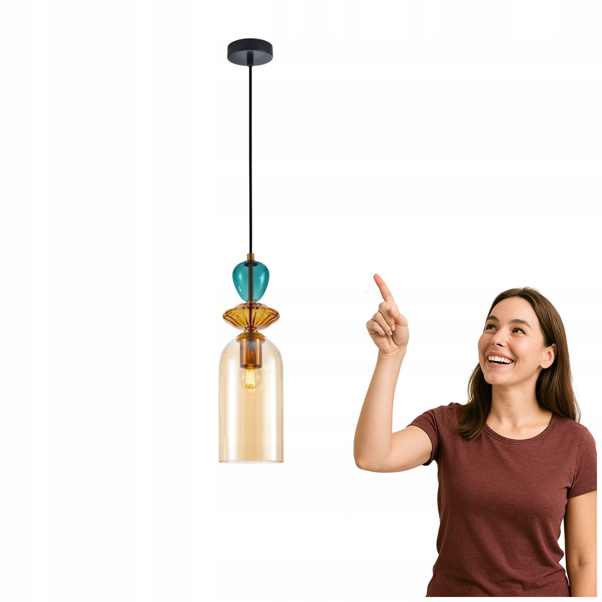 Moderní závěsná lampa Busco černo-zlatá Italux