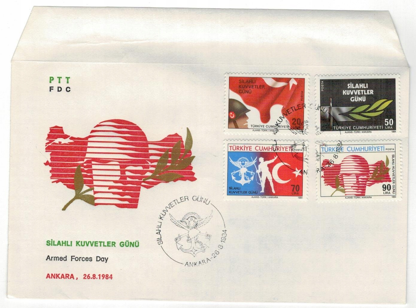 Turcja 1984 FDC Znaczki 2687-90 wojsko armia żołnierze