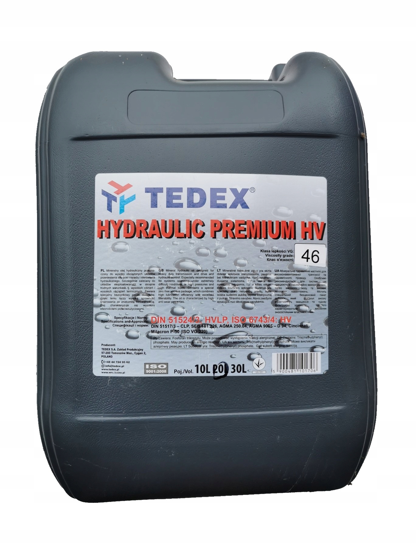 

Tedex Olej Hydrauliczny Premium Hv 46 20L Hvlp
