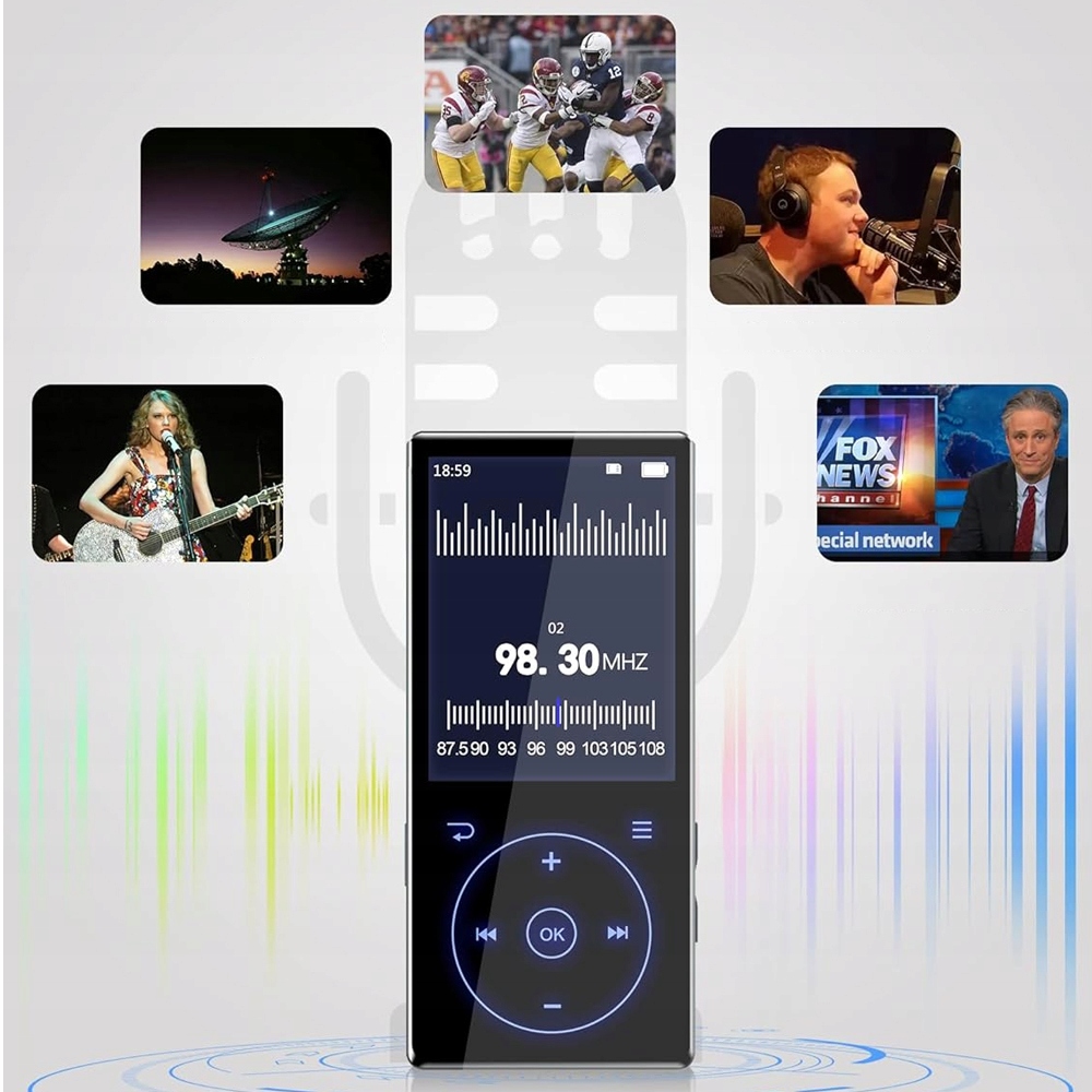 ODTWARZACZ MP3 32GB PRZENOŚNY Z WBUDOWANYM GŁOŚNIKIEM I RADIEM FM 450 MAH Komunikacja Bluetooth