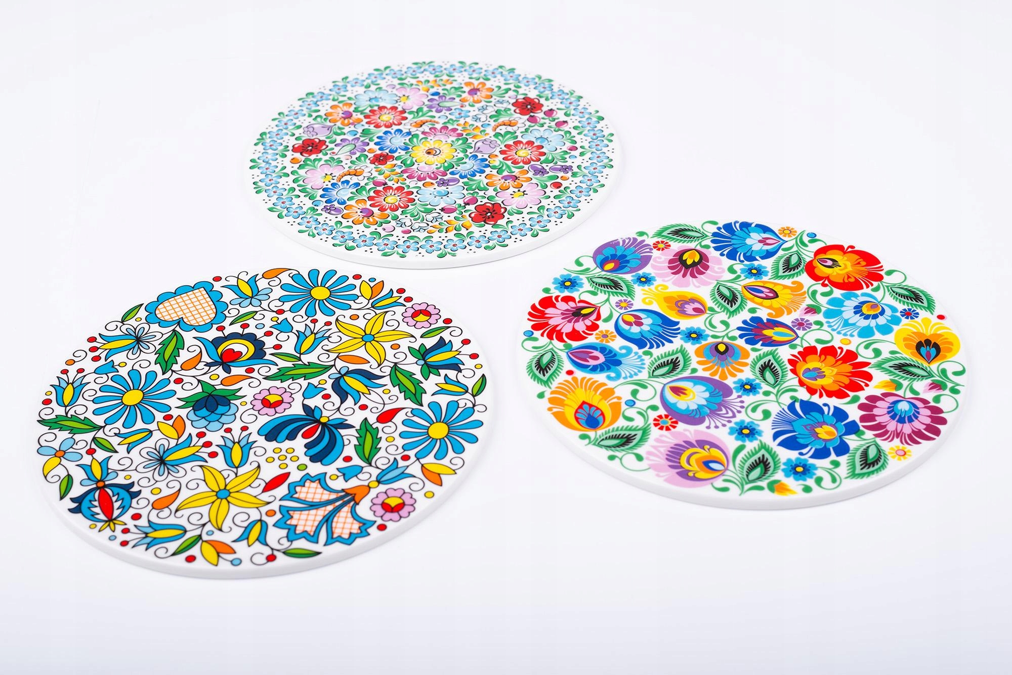 PODKŁADKA CERAMICZNA POD GARNEK FOLK - WZORY ŁOWICKIE - BIAŁA FOLKSTAR EAN (GTIN) 5901845131070