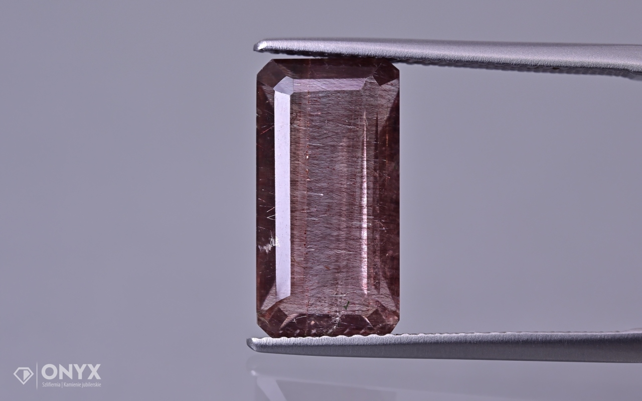 Jahodový křemen fazetovaný oktagon 15x7,5 mm