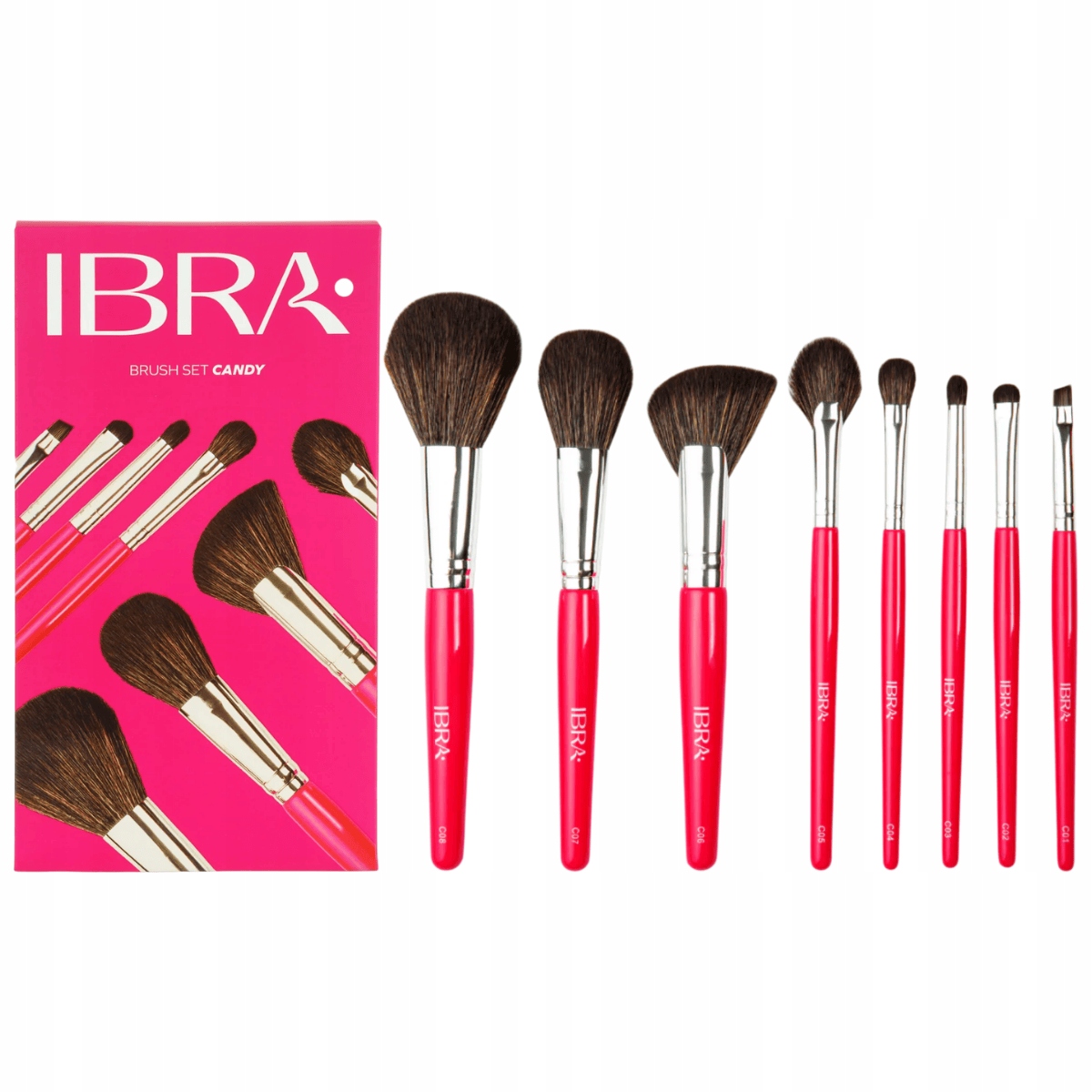 Ibra Makeup Brush Set Candy, 8 ks – Sada štětců na líčení Candy