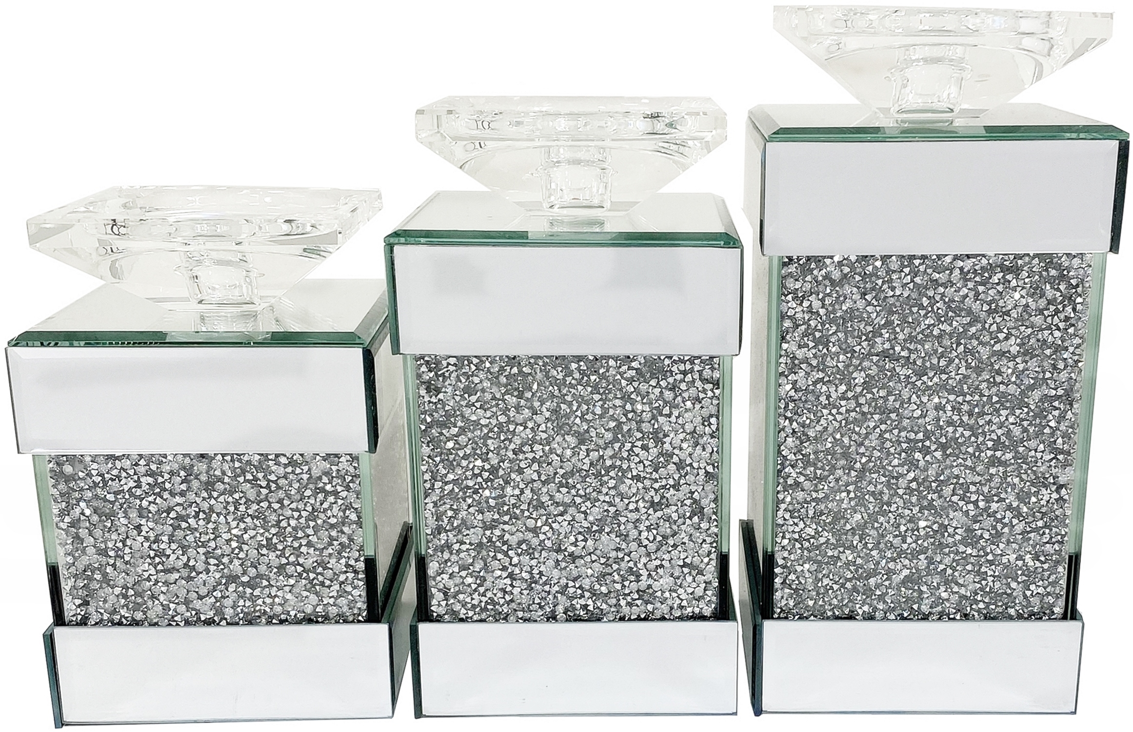 ŚWIECZNIK zestaw świeczników GLAMOUR kryształy