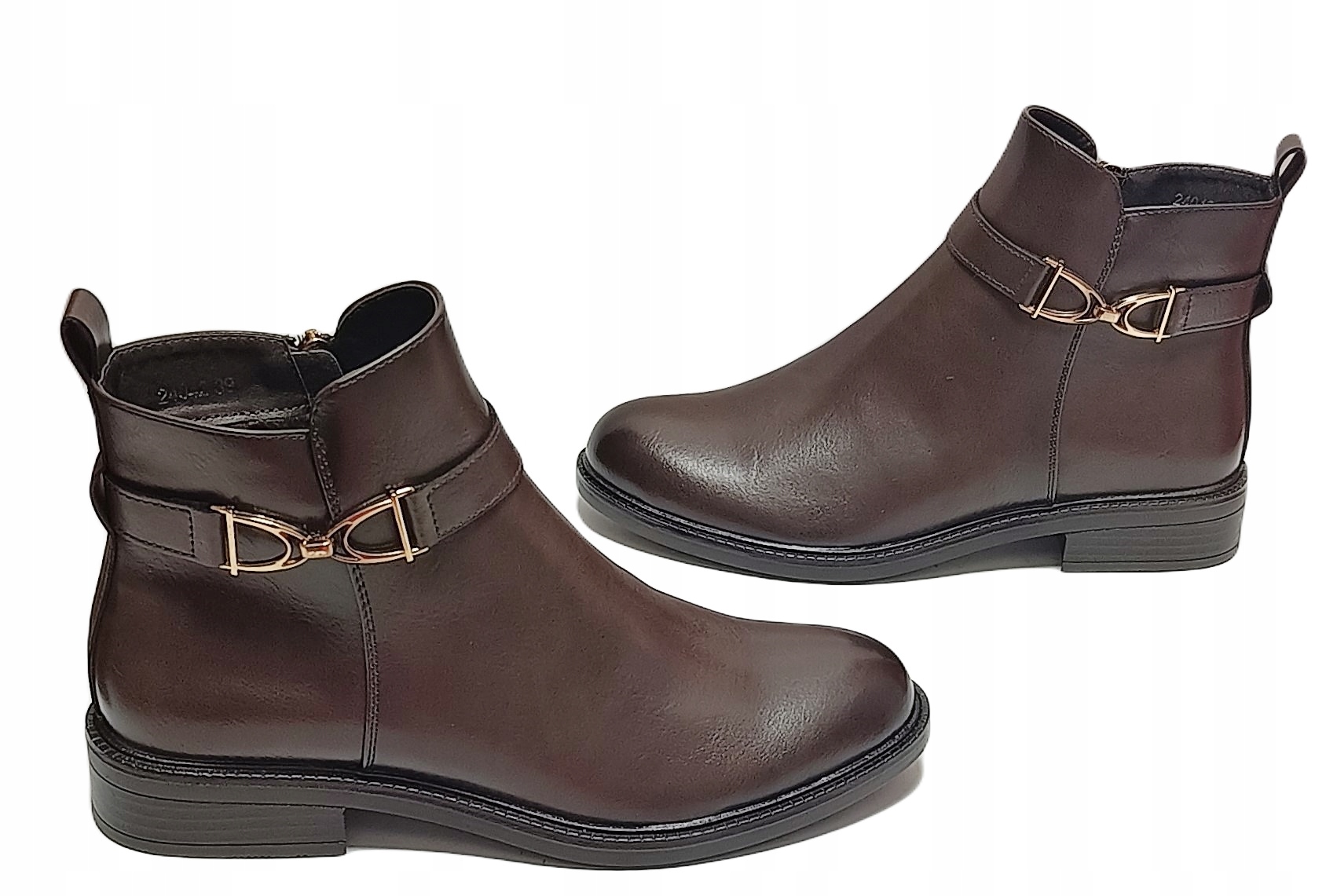 Elegantní kotníkové boty s plochým podpatkem Urban Projekt 24042 hnědá r36