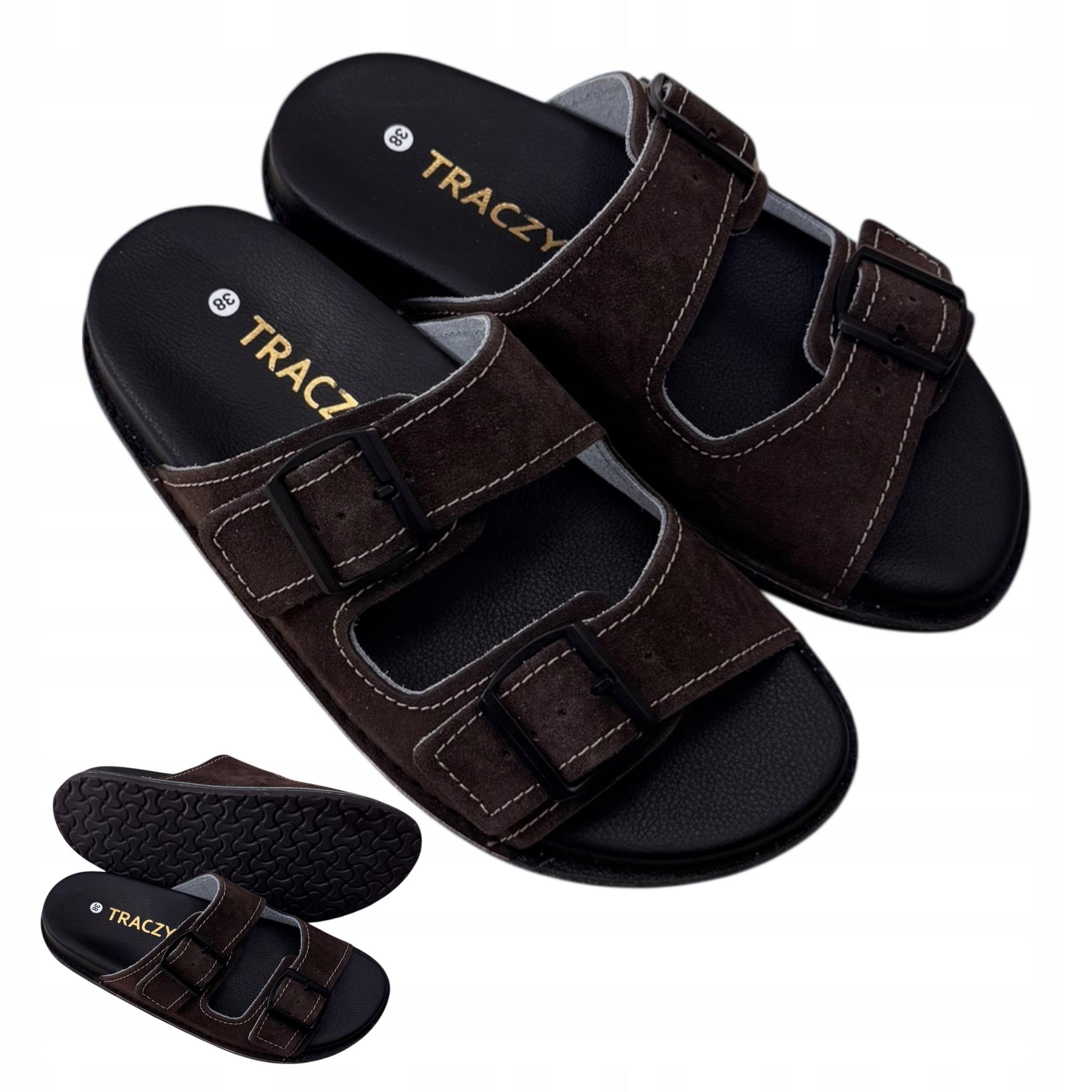 Kožené Nazouváky Klapky Pohodlné Traczyk Profilované Choco vel.41