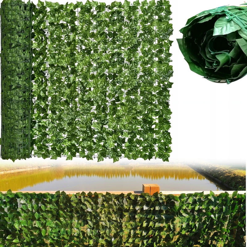 Sztuczny Bluszcz Żywopłot Roślina Balkon Siatka Ozdobna Maskująca 1x5m