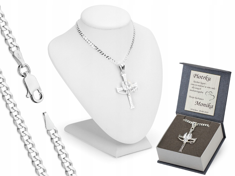 Stříbrný Řetízek Pancr 60 cm s Křížem Gravírování