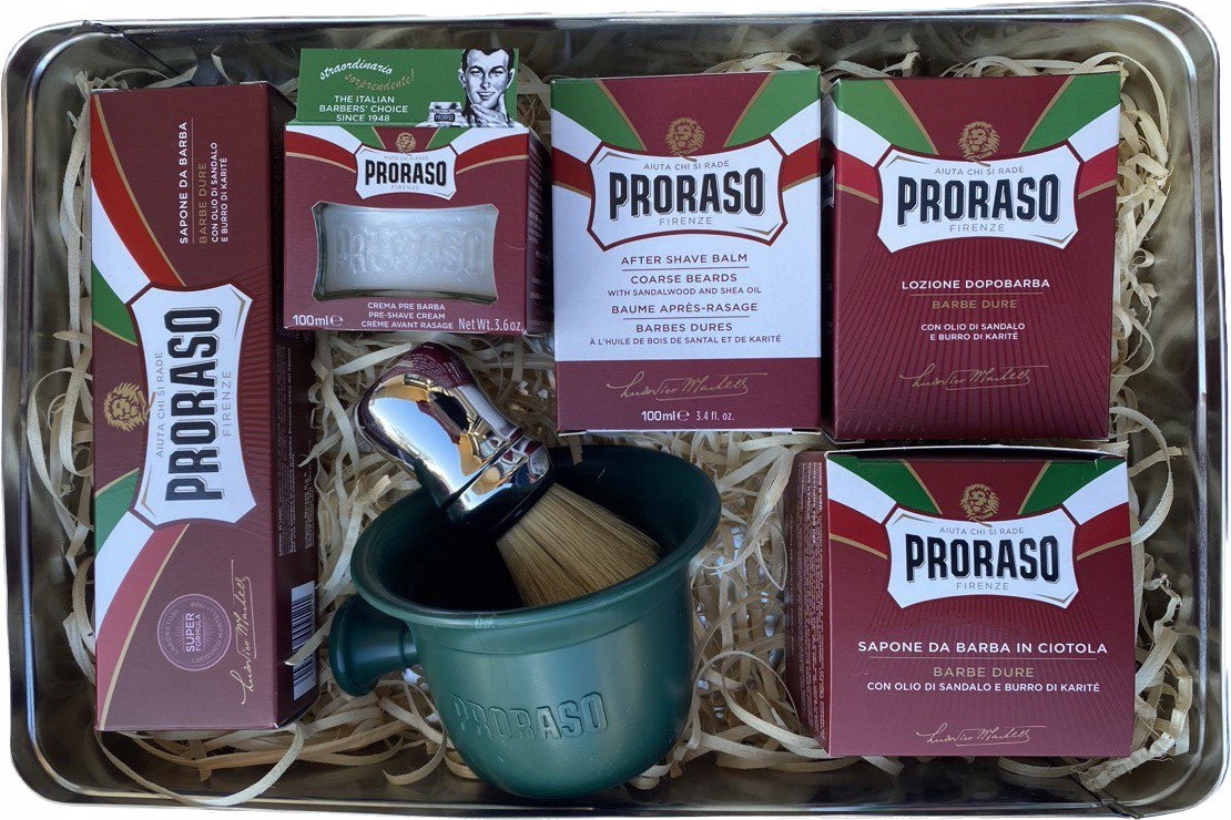Proraso Zestaw do golenia Krem Balsam Pędzel Miseczka do twardego zarostu