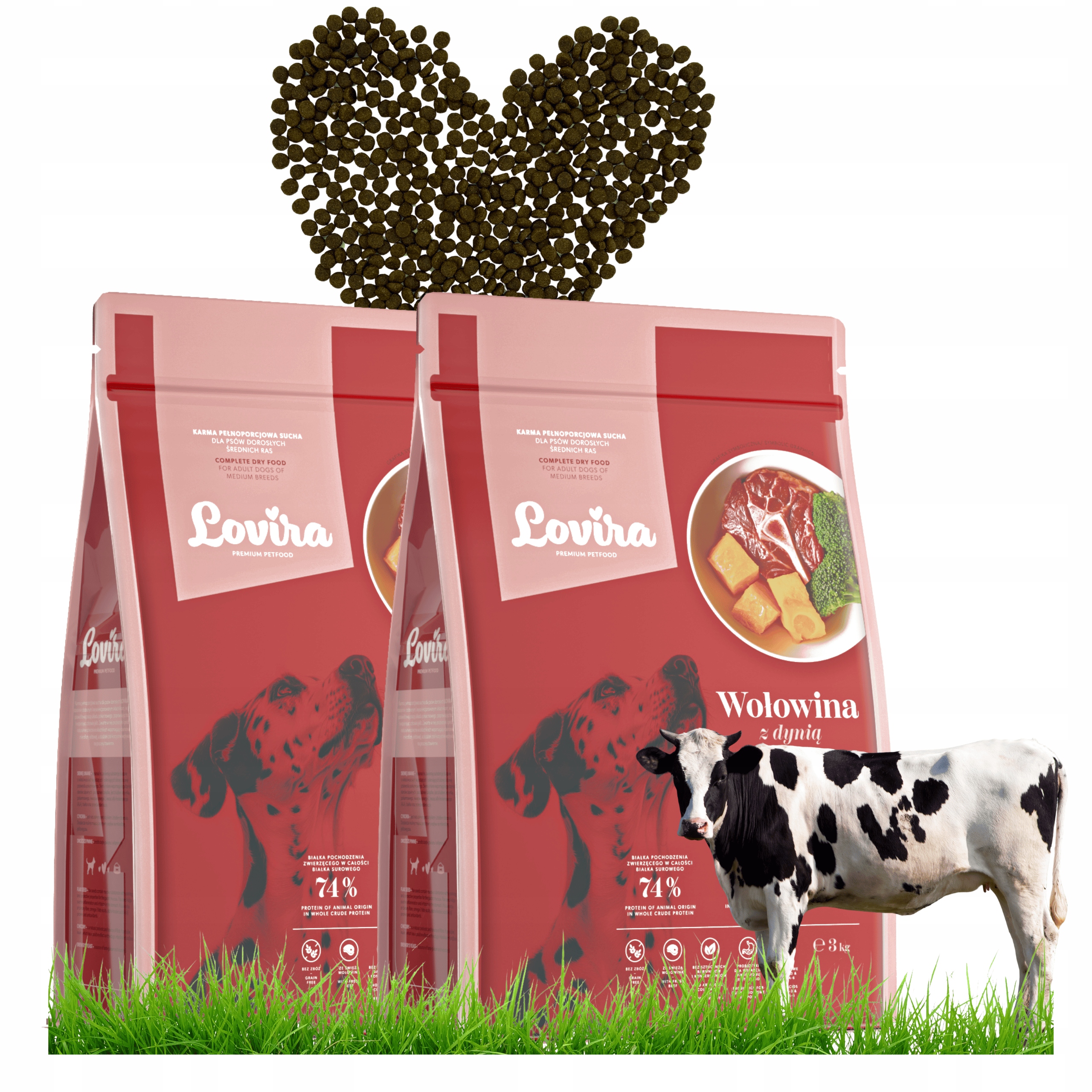 Levně Set 2X Suché Krmivo pro psa Premium Hovězí Maso S Dýní, bezobilné, Vitamíny