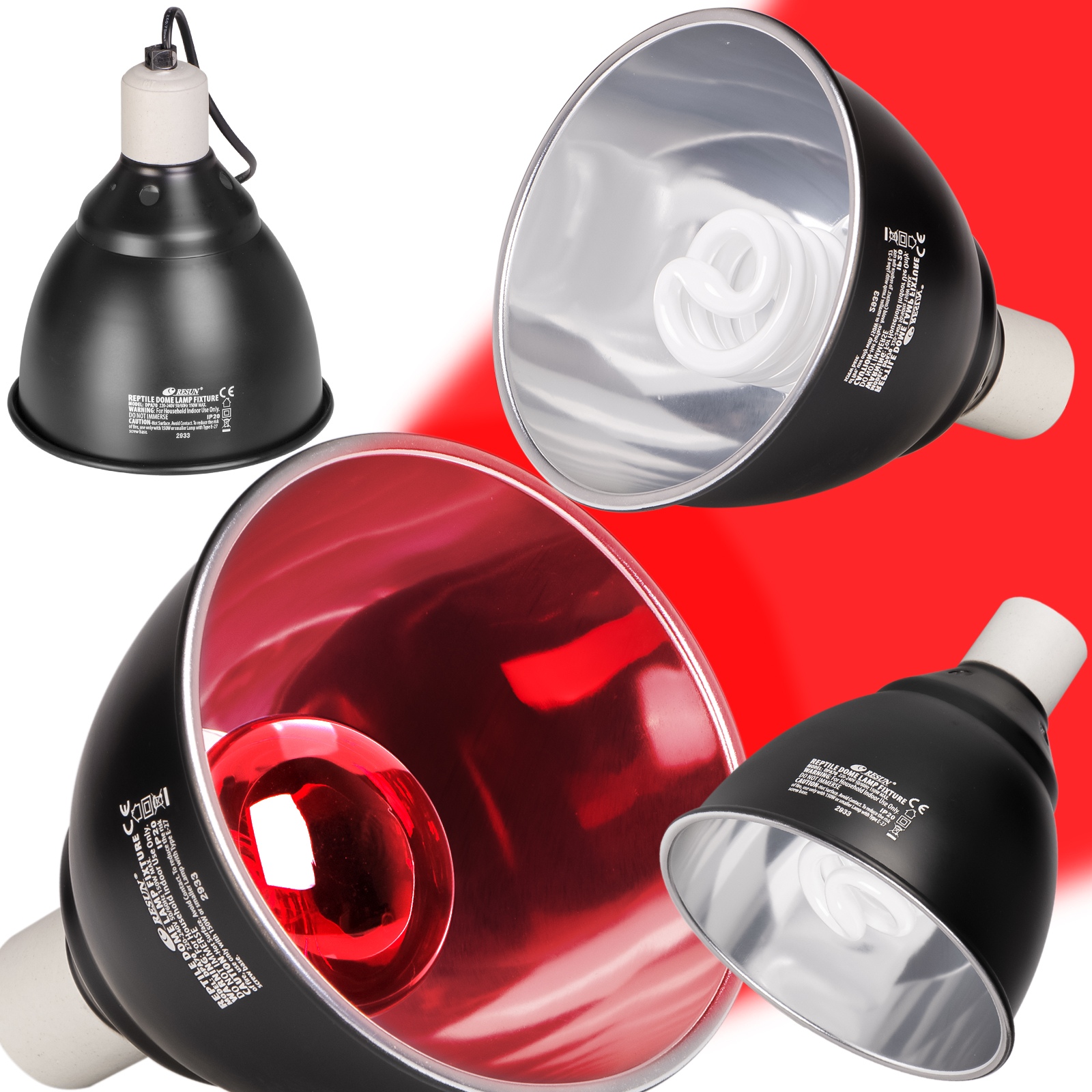 Levně Lampa S Závitem e27 Pro Topné A Uvb Žárovky Resun Reptile Dome Lamp