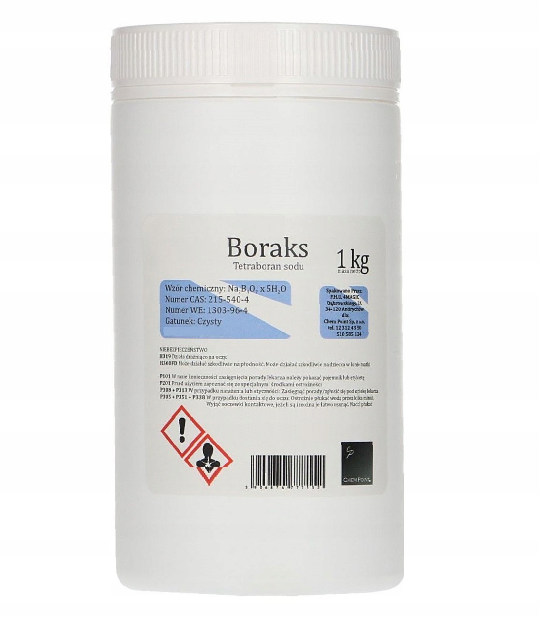 

Boraks czteroboran 99,9% 10H2O borax Wiaderko 1KG