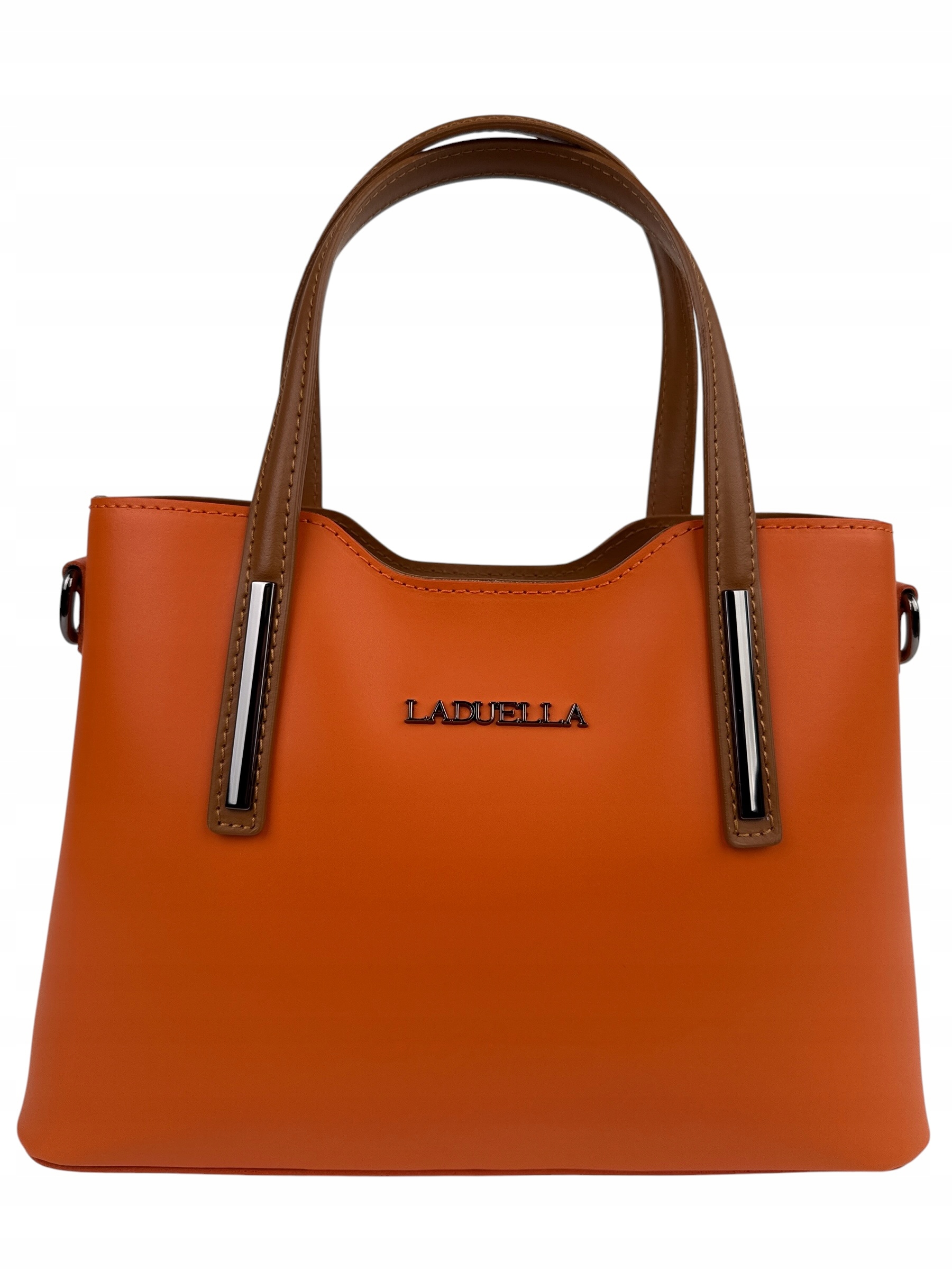 Laduella dámská kabelka kufřík z přírodní kůže elegantní oranžová