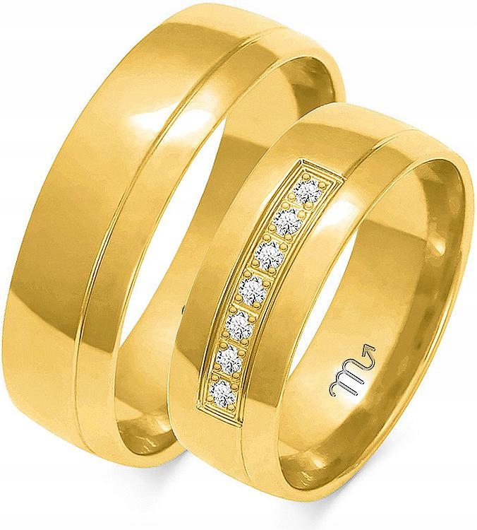 Zlaté snubní prsteny na svatba pro pár 14K 585, rok 11 12 13, módní svatební kolekce