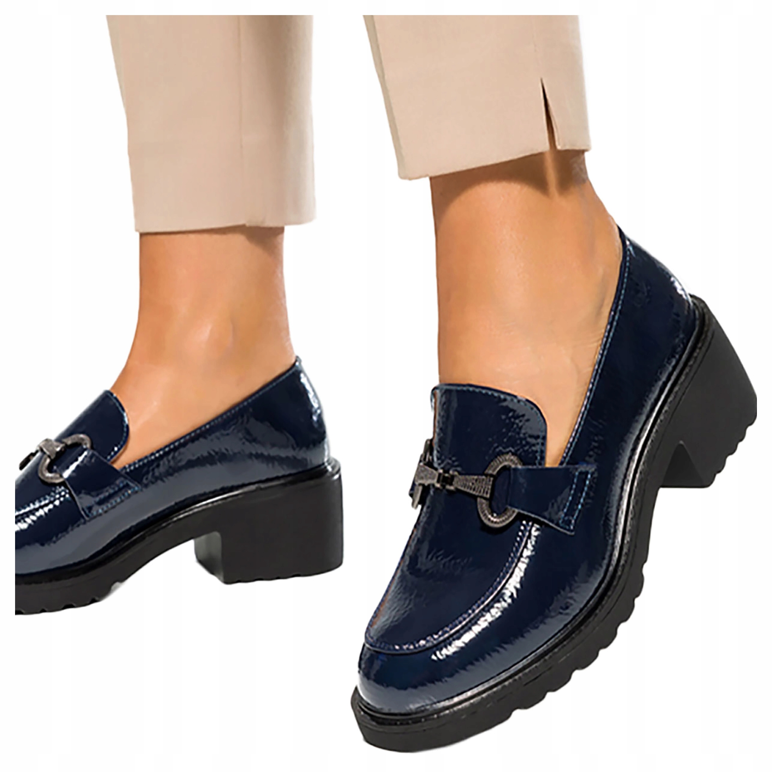 Dámské Nazouvací Polobotky Mokasíny Lakované Na Nízkém Podpatku, Velikost 41