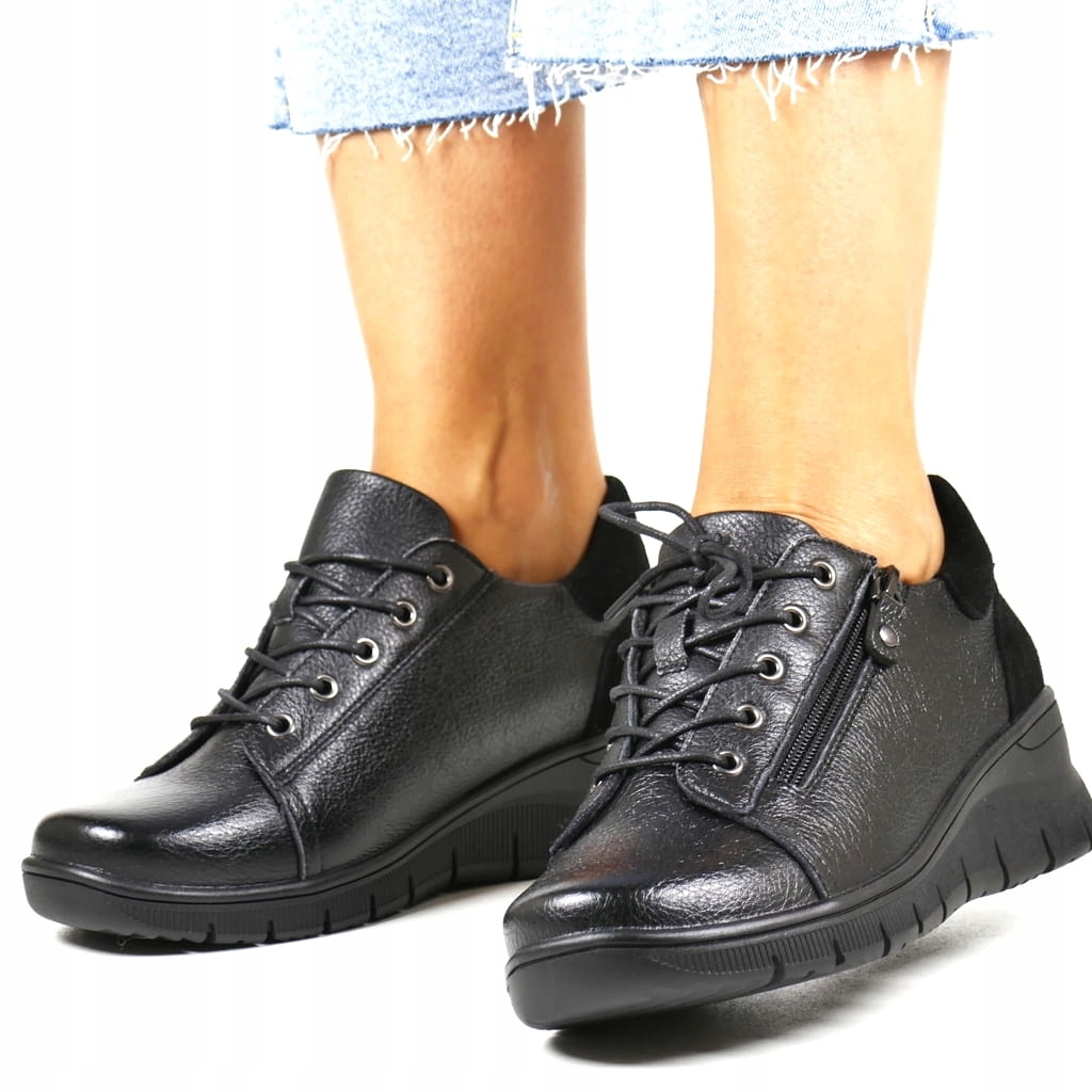 Černé Dámské Boty Z Kůže Na Klínku Se Zapínáním Na Zip, Pohodlné, New 38