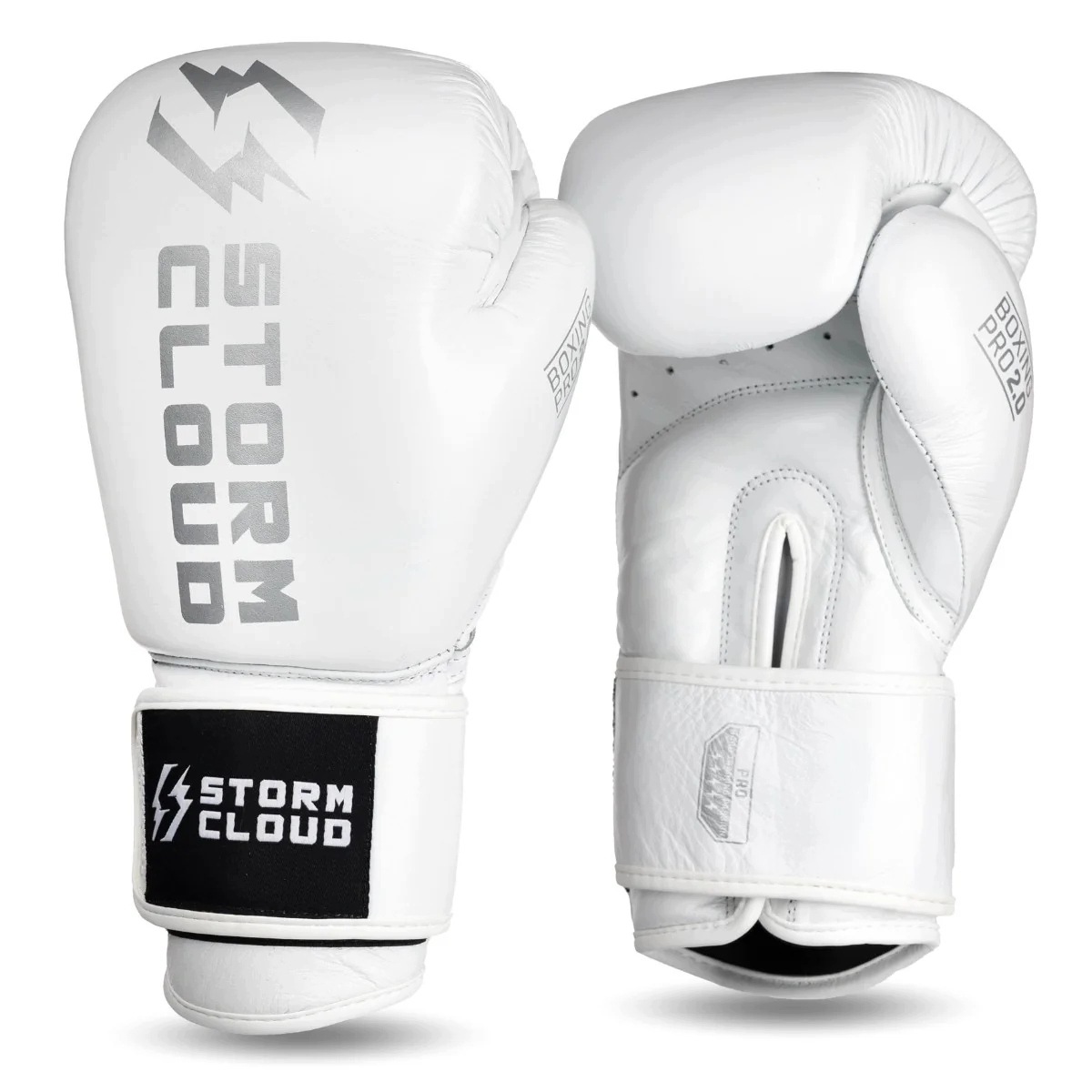 StormCloud Boxerské rukavice z hovězí kůže Boxing Pro 2.0 Bílé 10oz