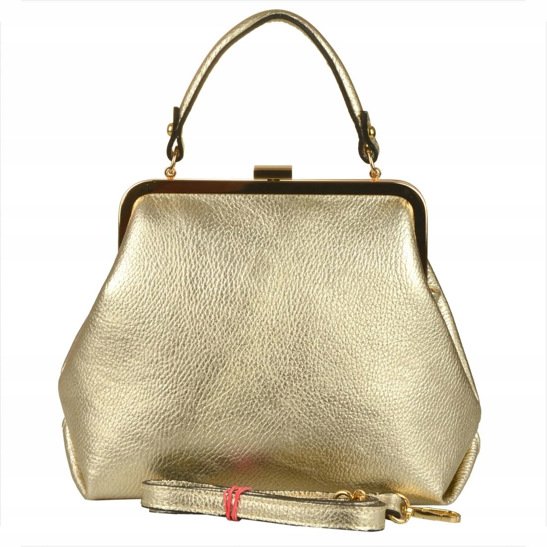 Borse in Pelle Torebka kuferek Skóra naturalna złoty z Włoch [SKU] Model Torebka kuferek