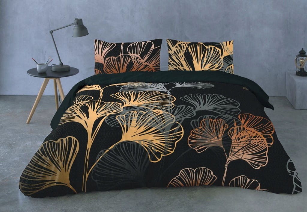 Posteľná Bielizeň obliečky Satén Bavlna Prestige 220x200 Zlaté listy