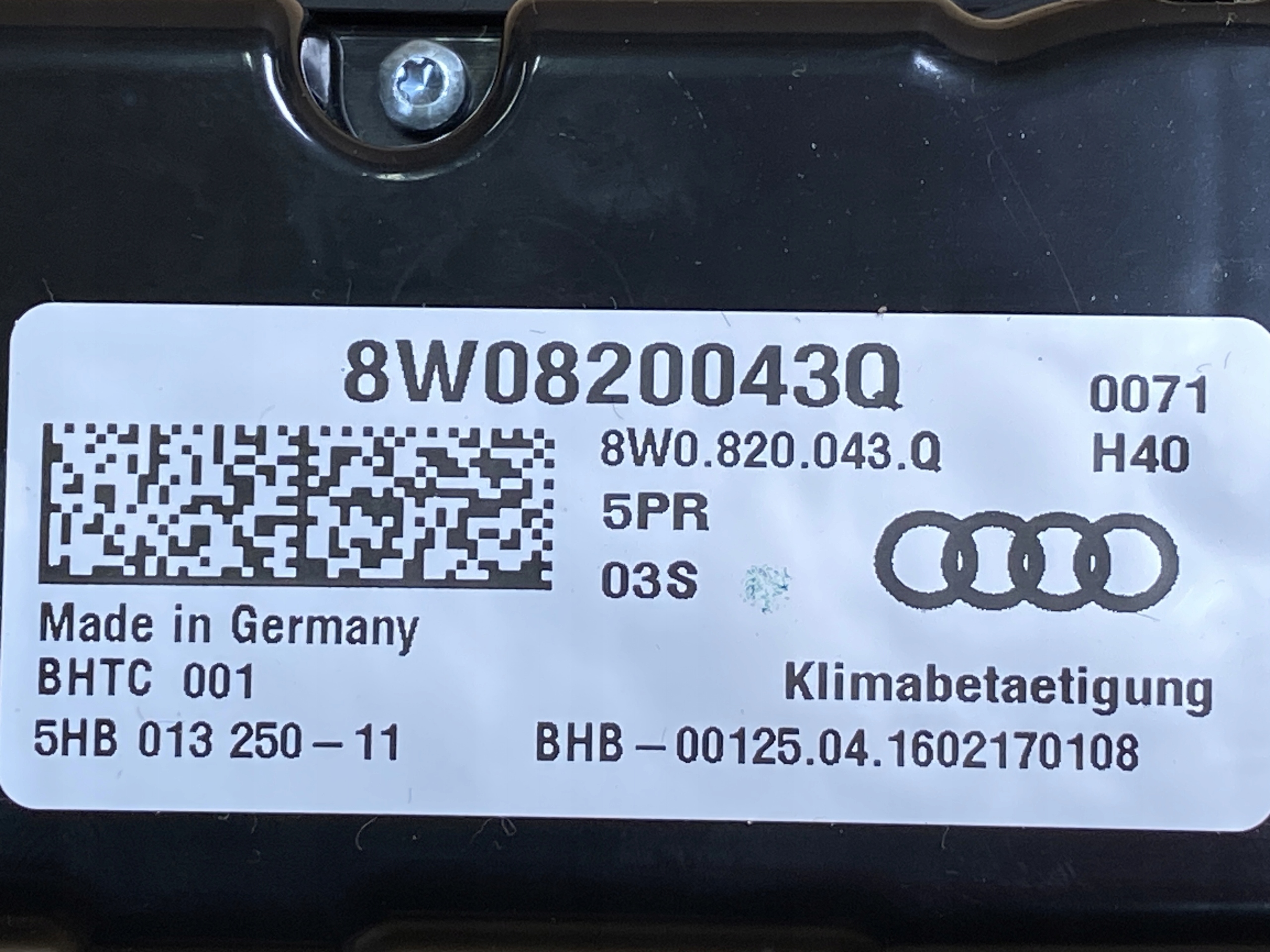 AUDI A4 A5 8W B9 Unite commande clima 8W0820043Q