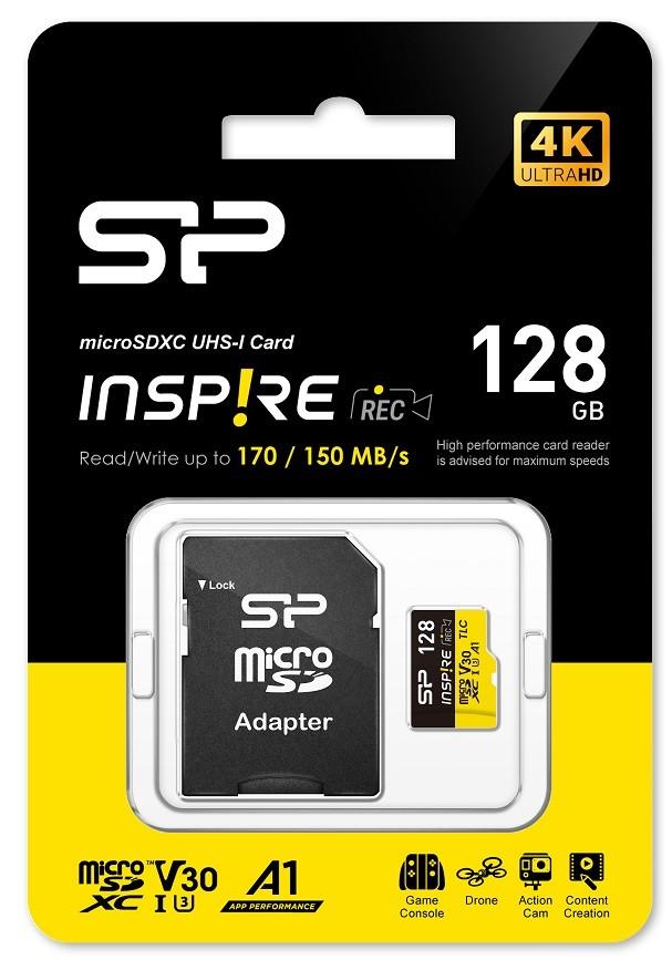 Silicon Power Memory card microSDXC Inspire 128GB UHS-IU3 A1 V30 4K Tlc