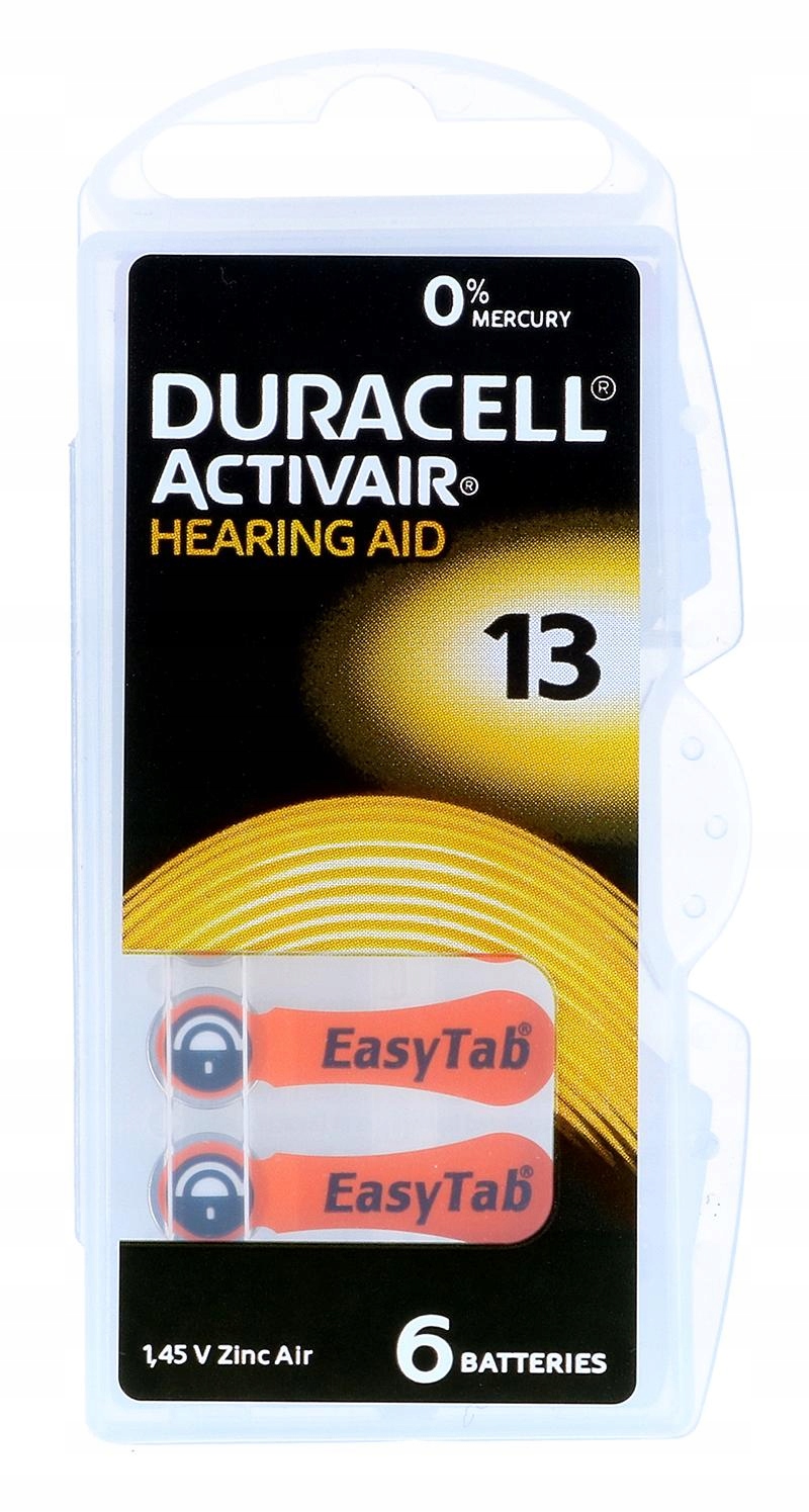 

Baterie Duracell 13 do aparatu słuchowego 6szt