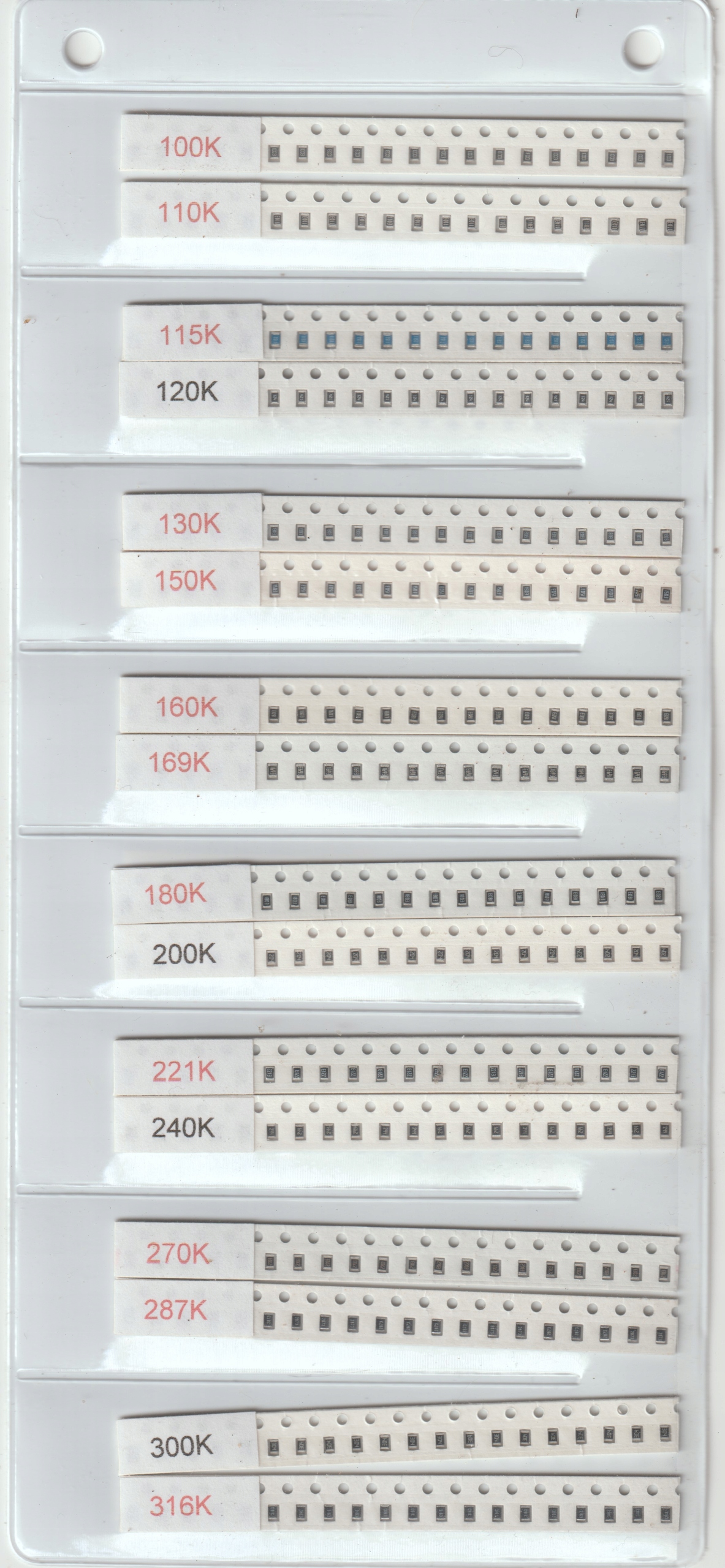 [640szt] Zestaw Rezystorów Smd 0805 100K-910K Szereg E-24 8