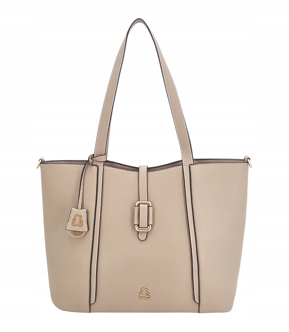Béžový dámský shopper s přívěskem medvídek z ekokůže Lulu Castagnette