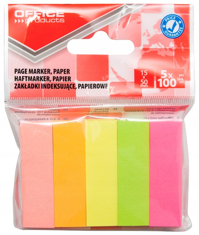 

Zakładki papier 5x100 kart mix samoprzylepne