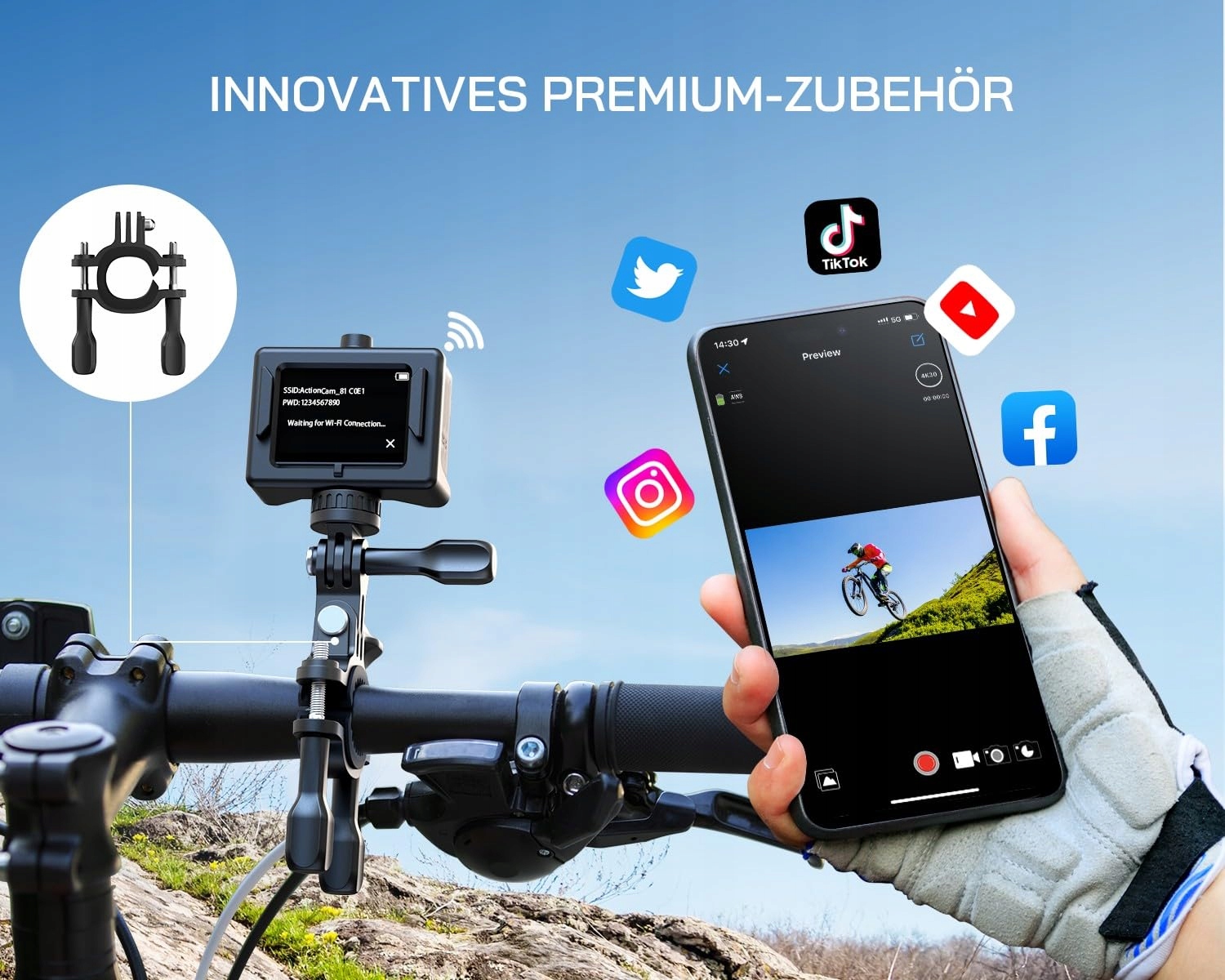WOLFANG GA300 Kamera Sportowa 4K 60FPS Wodoodporna WiFi EIS — miniatura 7
