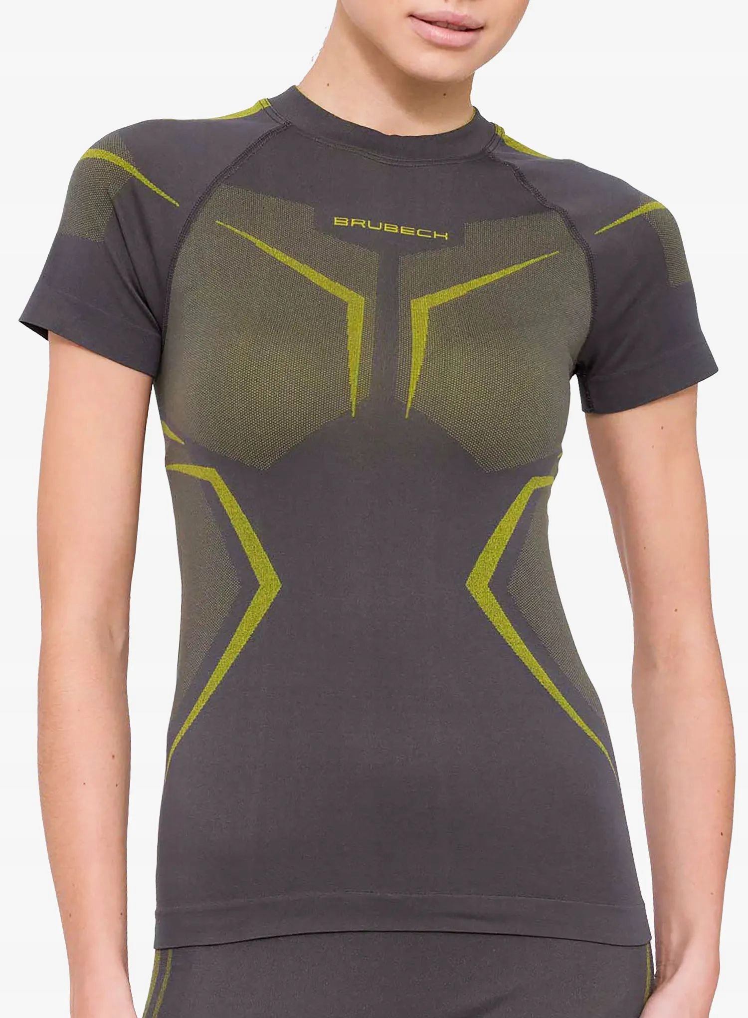 Koszulka termoaktywna damska Brubeck Dry Ss grey/lime XL
