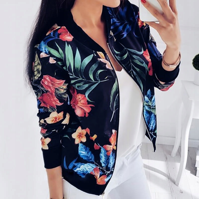 DAMSKA BLUZA W KWIATY BOMBERKA KWIATY KOLORY Materiał dominujący poliester