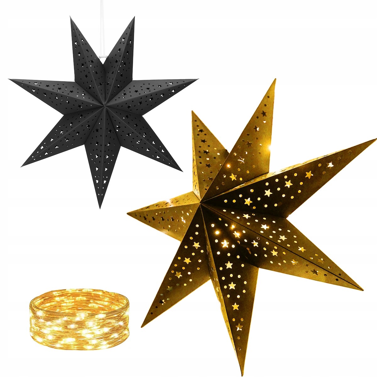 

Gwiazda Papierowa Dekoracyjna Lampka 10LED Witraż
