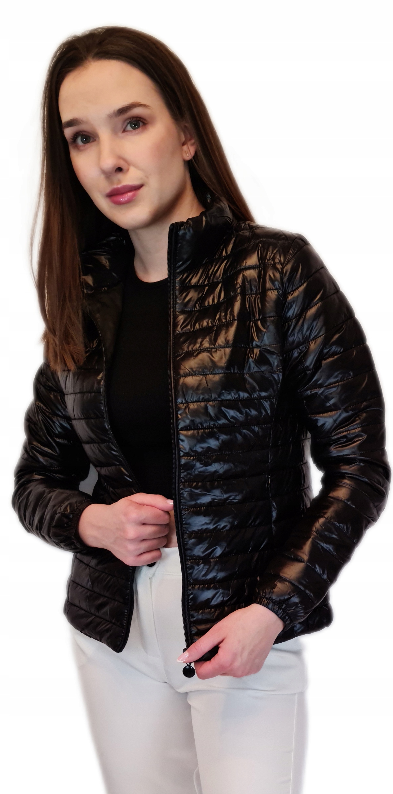 Kurtka Pikowana Damska Klasyczna Modna na wiosnę CZARNA, rozmiary S-XXL Model Lekka Kurtka Wiosenna Damska K01