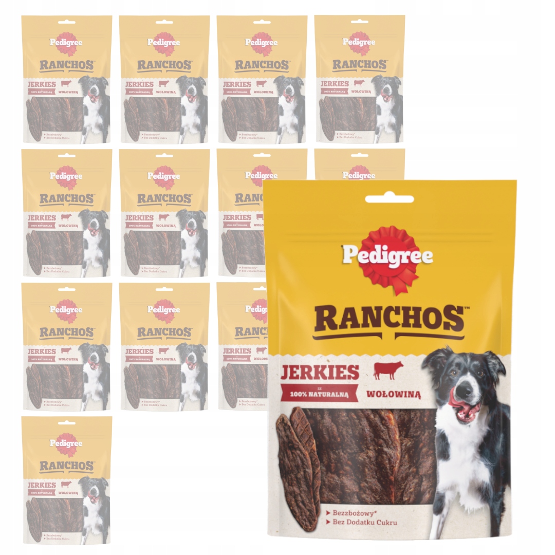 Levně Pedigree Ranchos Jerkies 14x70g Bezobilná Psí Pamlsek s hovězím masem