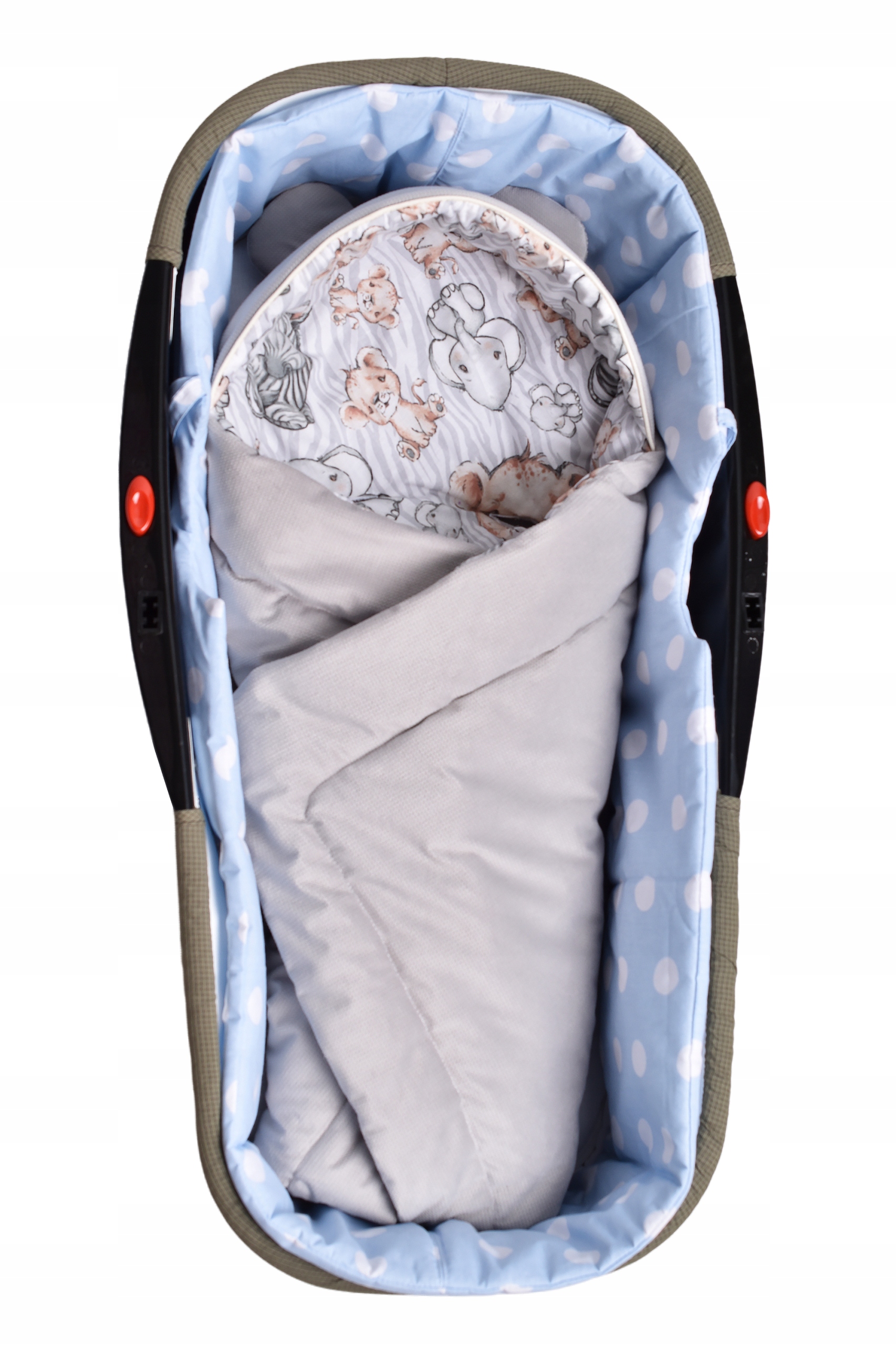 CIEPŁY KOCYK Z KAPTURKIEM DO WÓZKA FOTELIKA Marka Inna marka