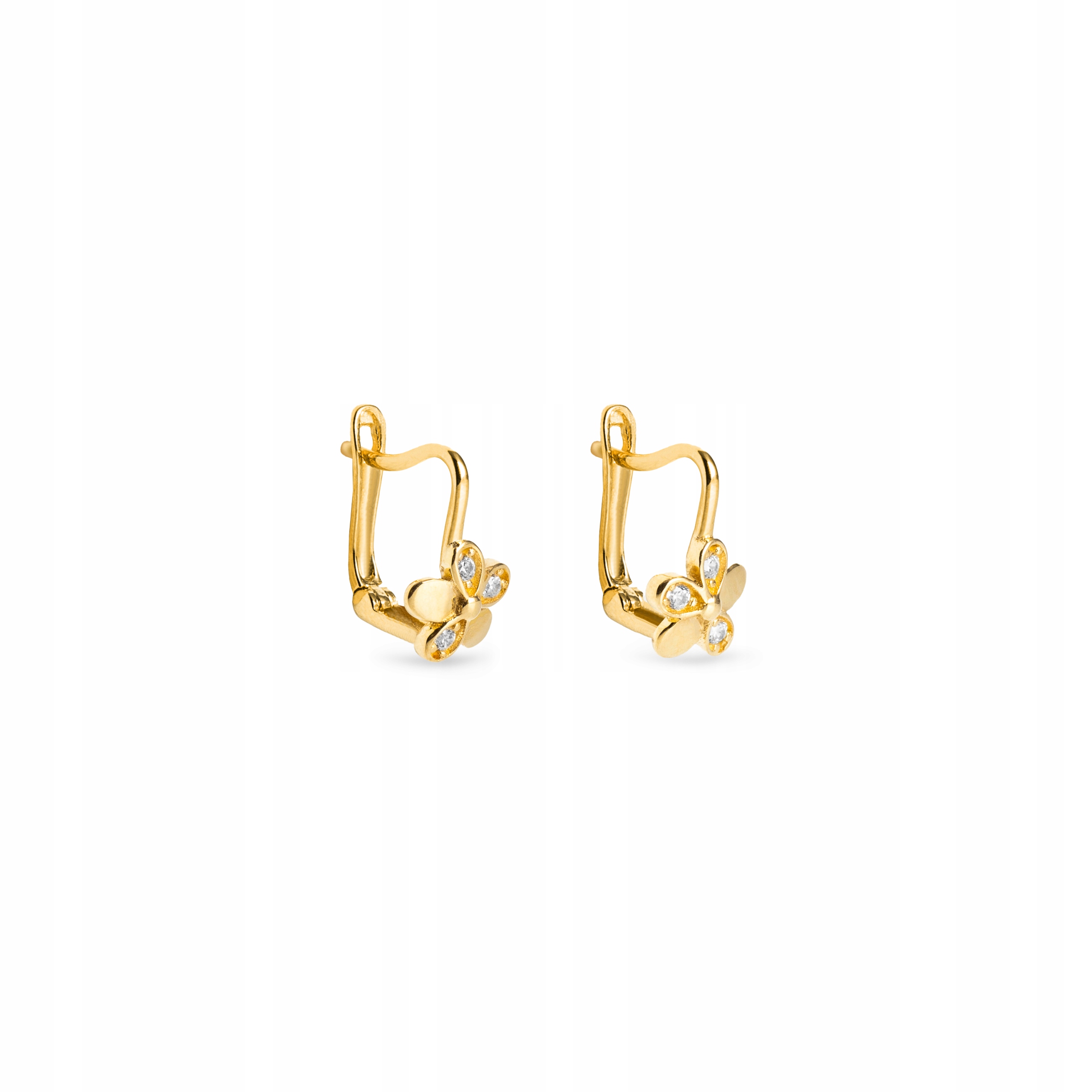 Kolczyki złote Ania Kruk kwiatek białe cyrkonie złoto 375