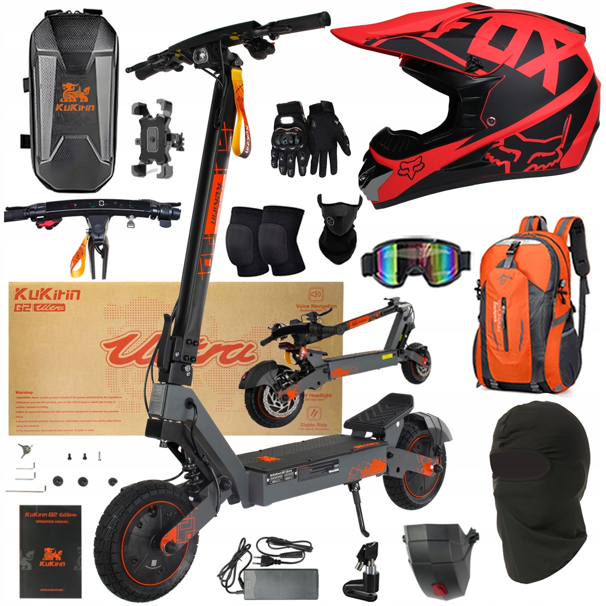 Kukirin G2 Ultra elektrické vozidlo 2000W 55km/h 55KM 48V18Ah 10" dárky