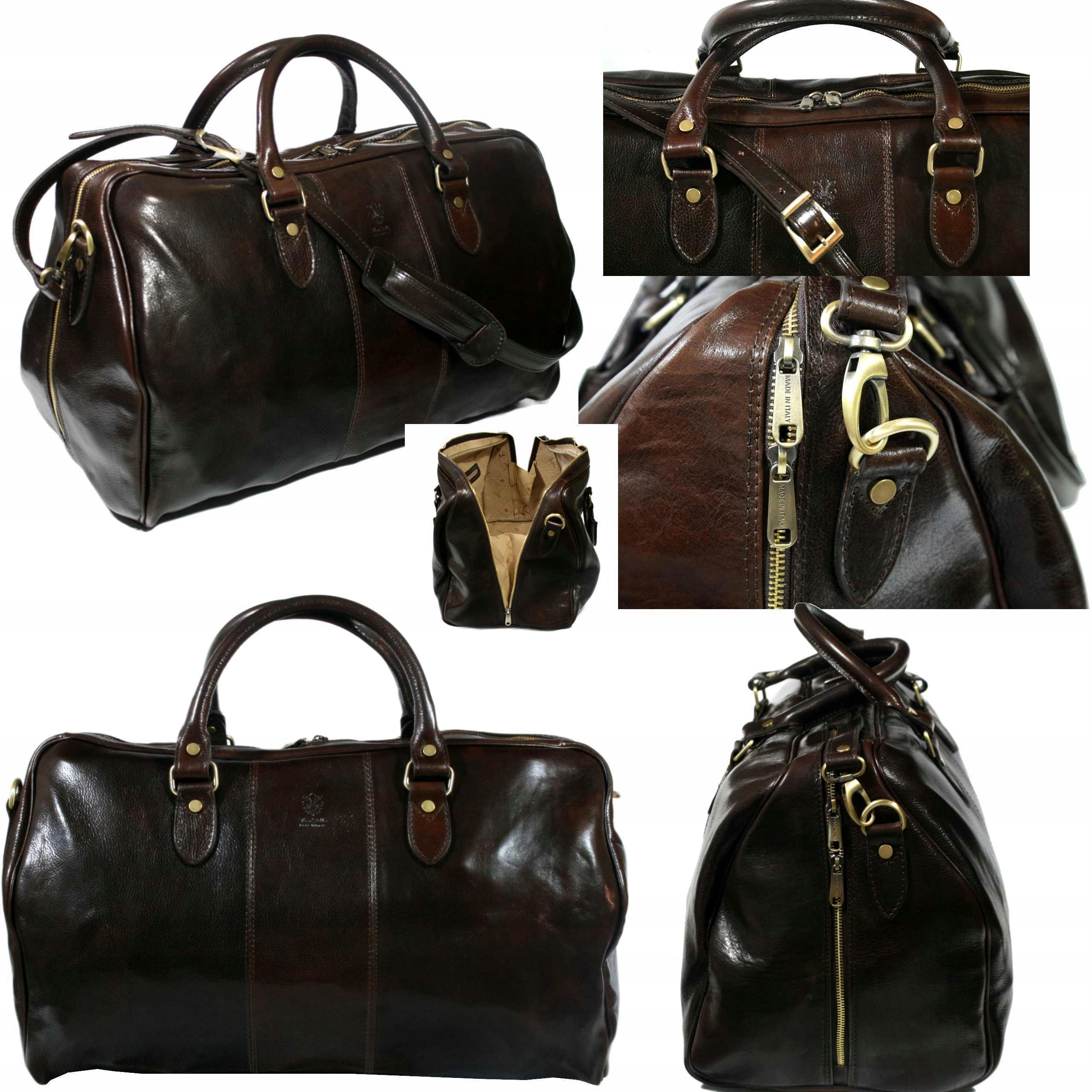 Cestovní kožená taška italská hnědá velká vintage víkendová 45 cm