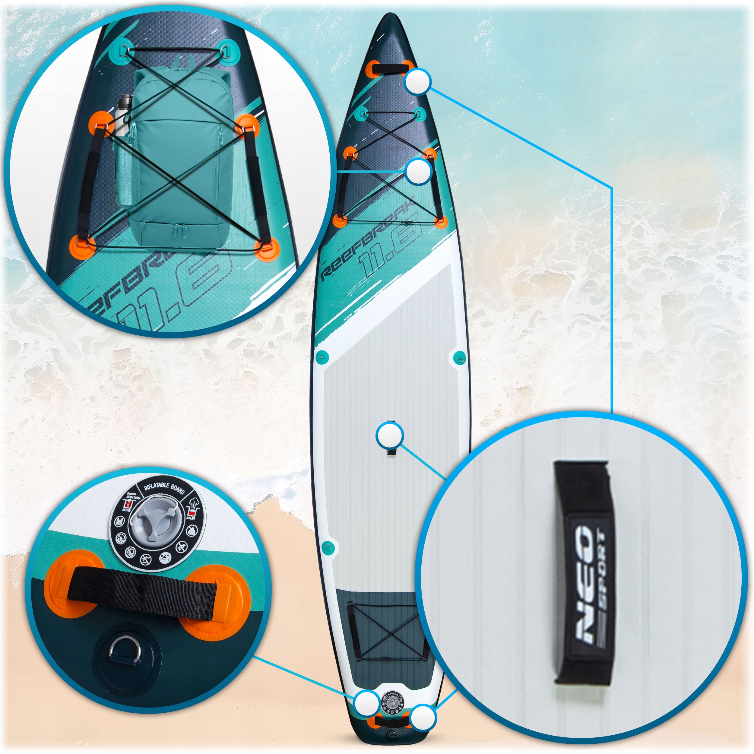 Napuhana SUP daska za plivanje Paddle Reefbreak 350cm POTPUNI SET Šifra proizvođača 170302