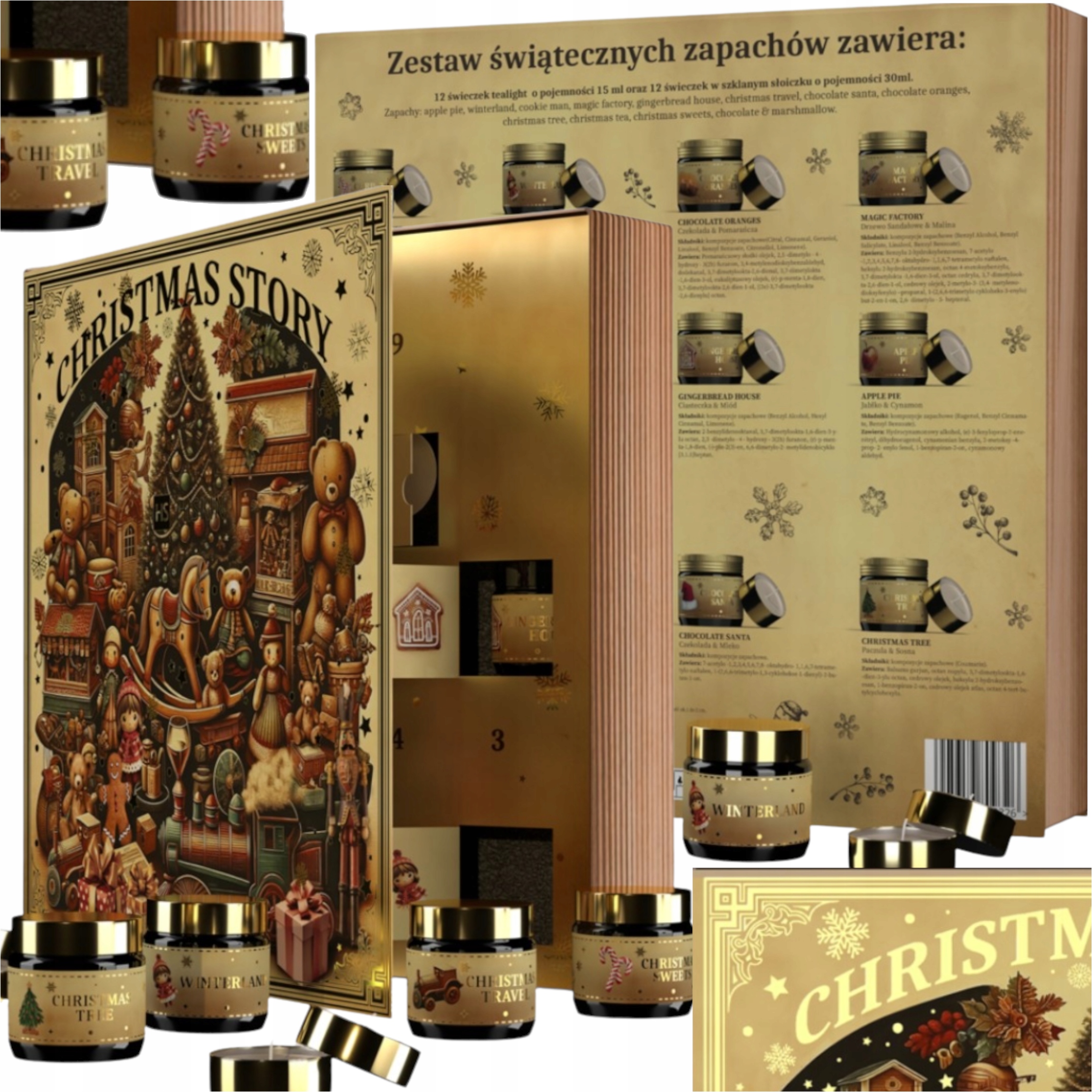 Adventní Kalendář S Krásnými Vonnými Svíčkami Ve Skleněných Sklenicích